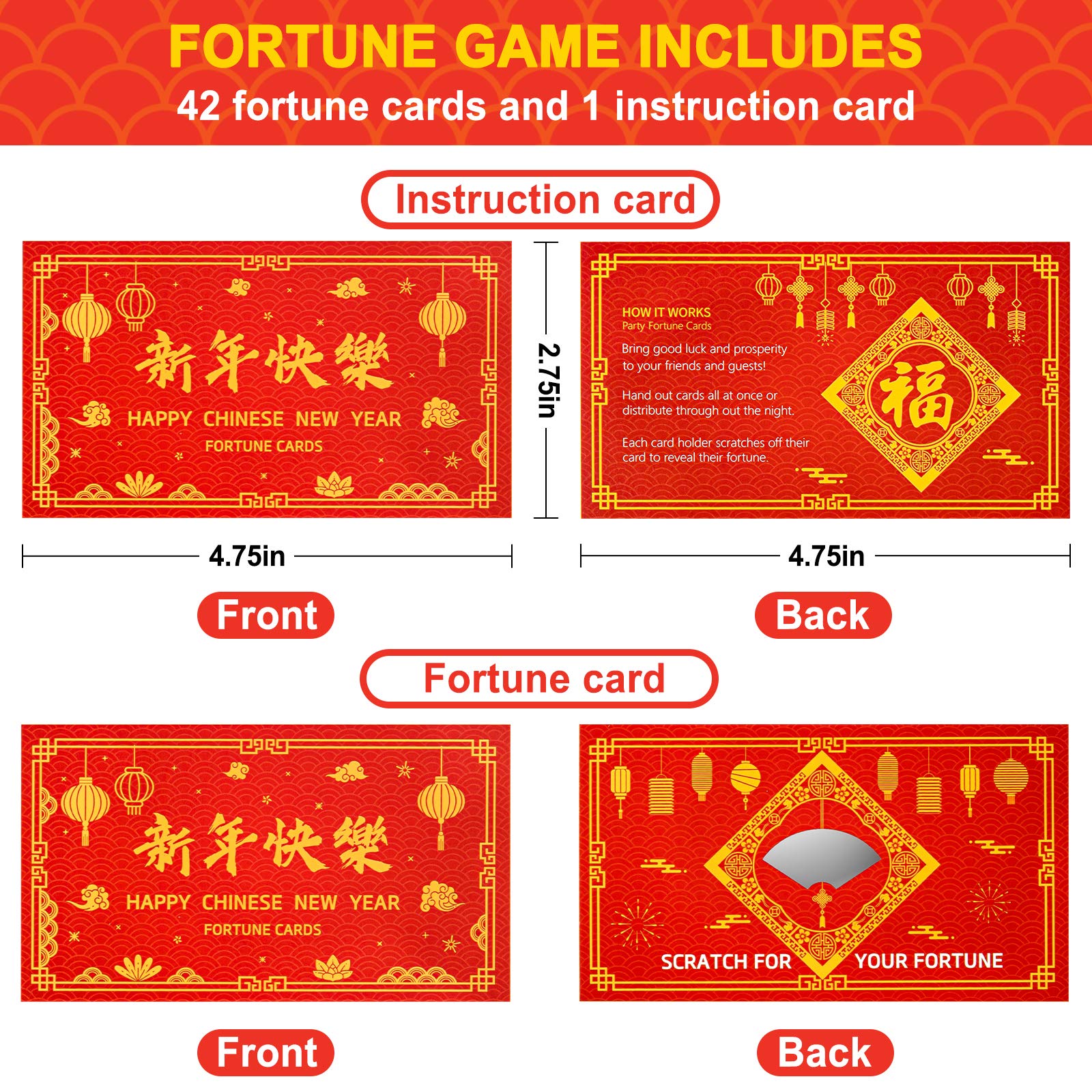 Amazon.com: Whaline 43pcs Chinese New Year Fortune Cards 2021 Year of Ox  Scratch Off Card Spring Festival Fortune Scratch Card Chinese Happy New  Year Party Supplies New Year Eve Favor : Toys