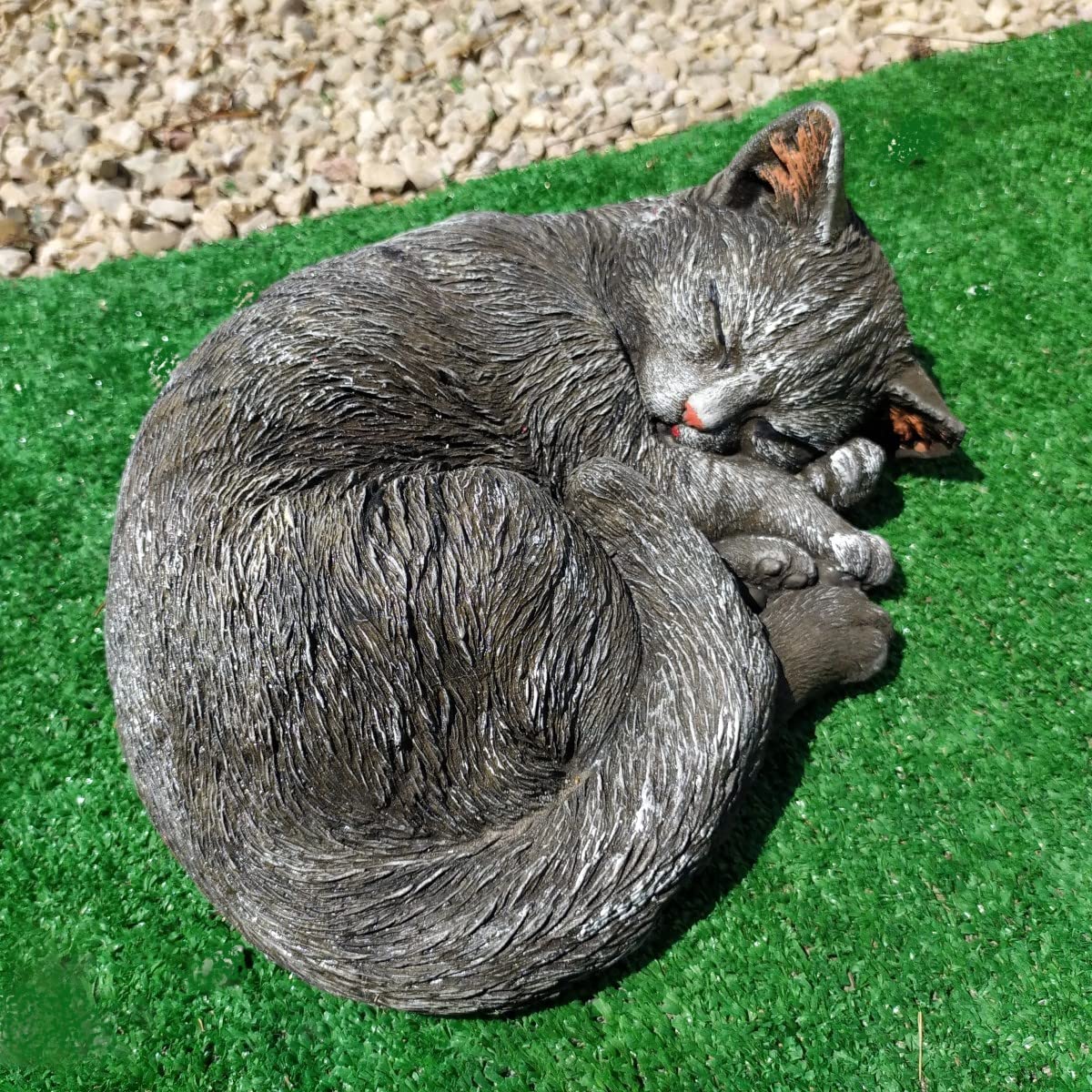 AnaParra Figura de Hormigón Piedra Decorativa Jardin Gato 28X12cm. para Exterior.