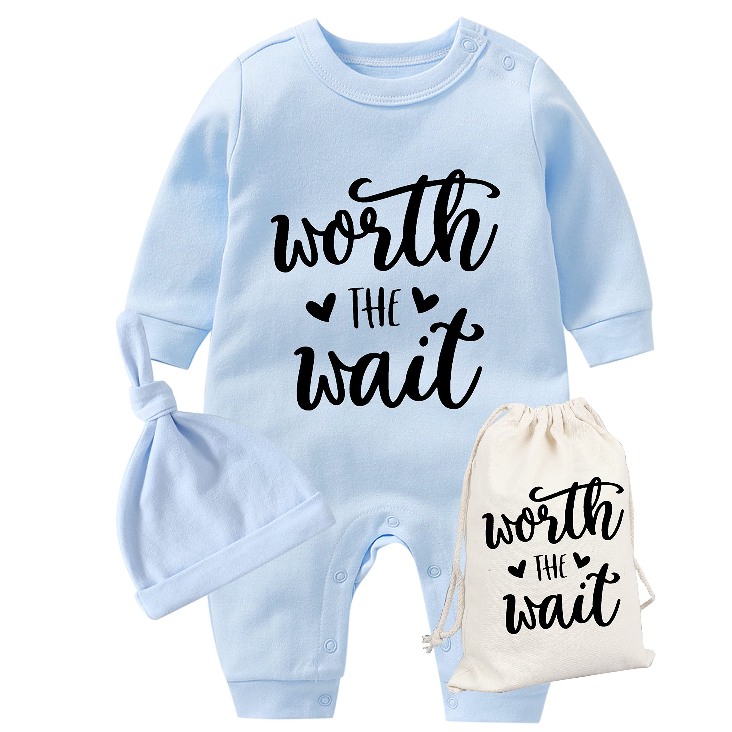 YSCULBUTOL Baby Twins Bodysuits Worth The Wait Boy Romper Baby Girl Clothes Long Sleeve Jumpsuit