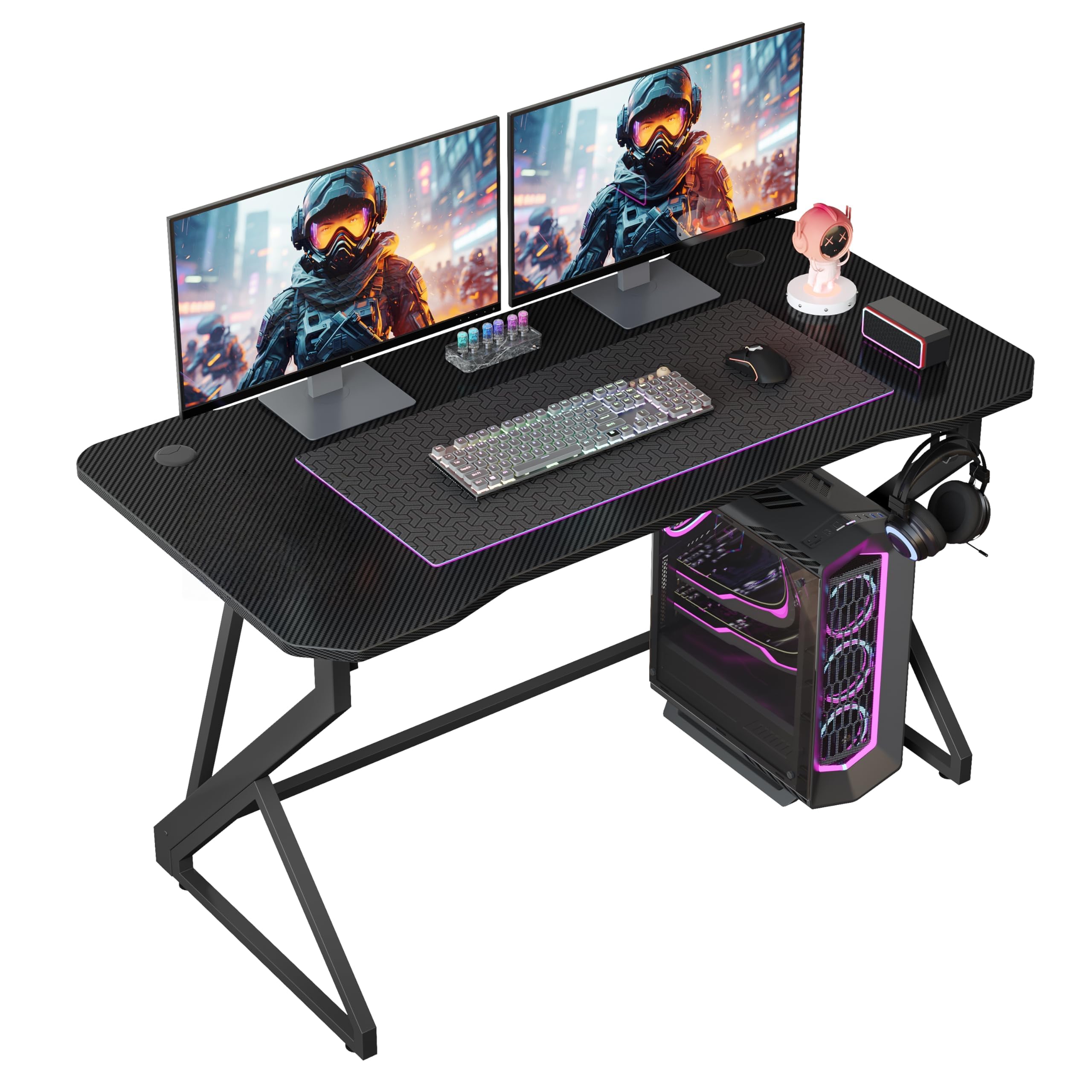 Amazon.com: Grandder Gaming Desk Z Shaped 47 Inch Gamer