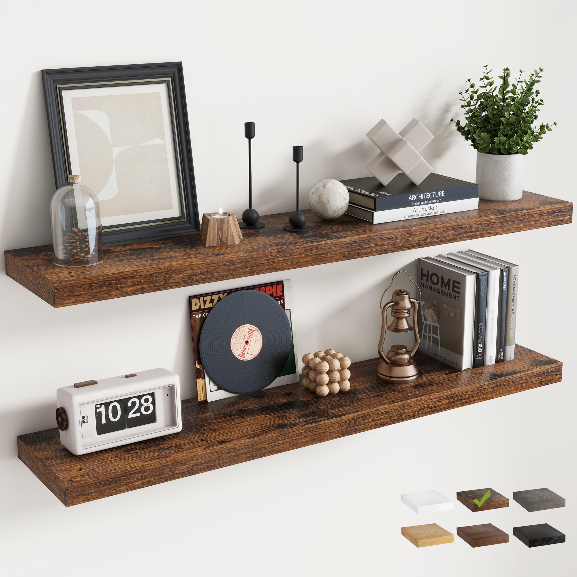 Marsmiles 120 CM Floating Shelves, Wall Shelf, Bookshelf, Brown, 2Pcs