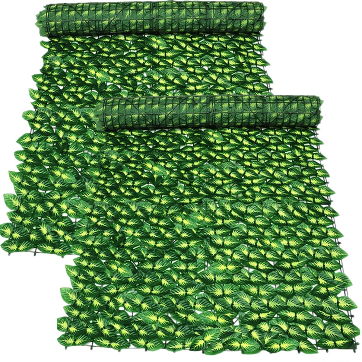 Decorative Artificial Ivy Fence Screening,0.5m x 6m (2pcs-0.5x3m) Garden Fence Faux Leaf Hedge,Privacy Fencing Ivy Screen Panel,Leaf Trellis for Decking Wall Balcony Indoor Outdoor-Green Perilla Leaf