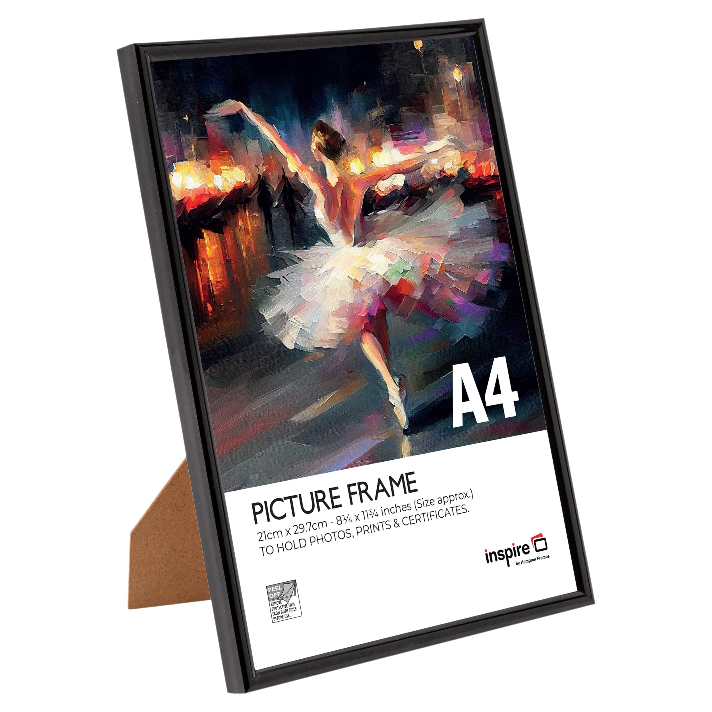 Inspire By Hampton BACKLOADER A4 (21x29.7cm) Black Poster Frame Acrylic (Non-Glass) Front Pack of 1 - Image 2