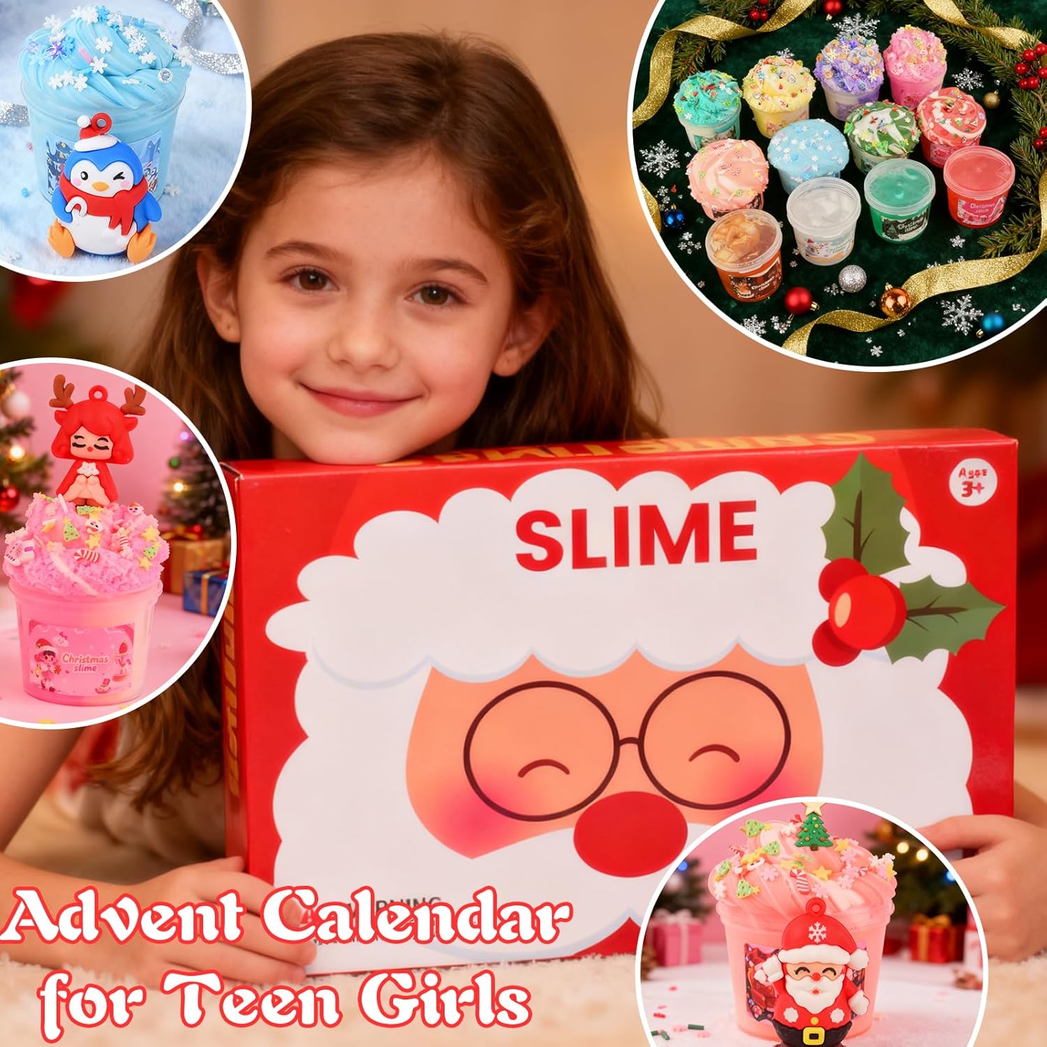 Advent Calendar 2025, 24 Days of Christmas Countdown Calendar, Different Butter Slime Jelly Slime Fluffy DIY Kit for Girls and Boys, 4-10 Year Old Kids Stocking Stuffers