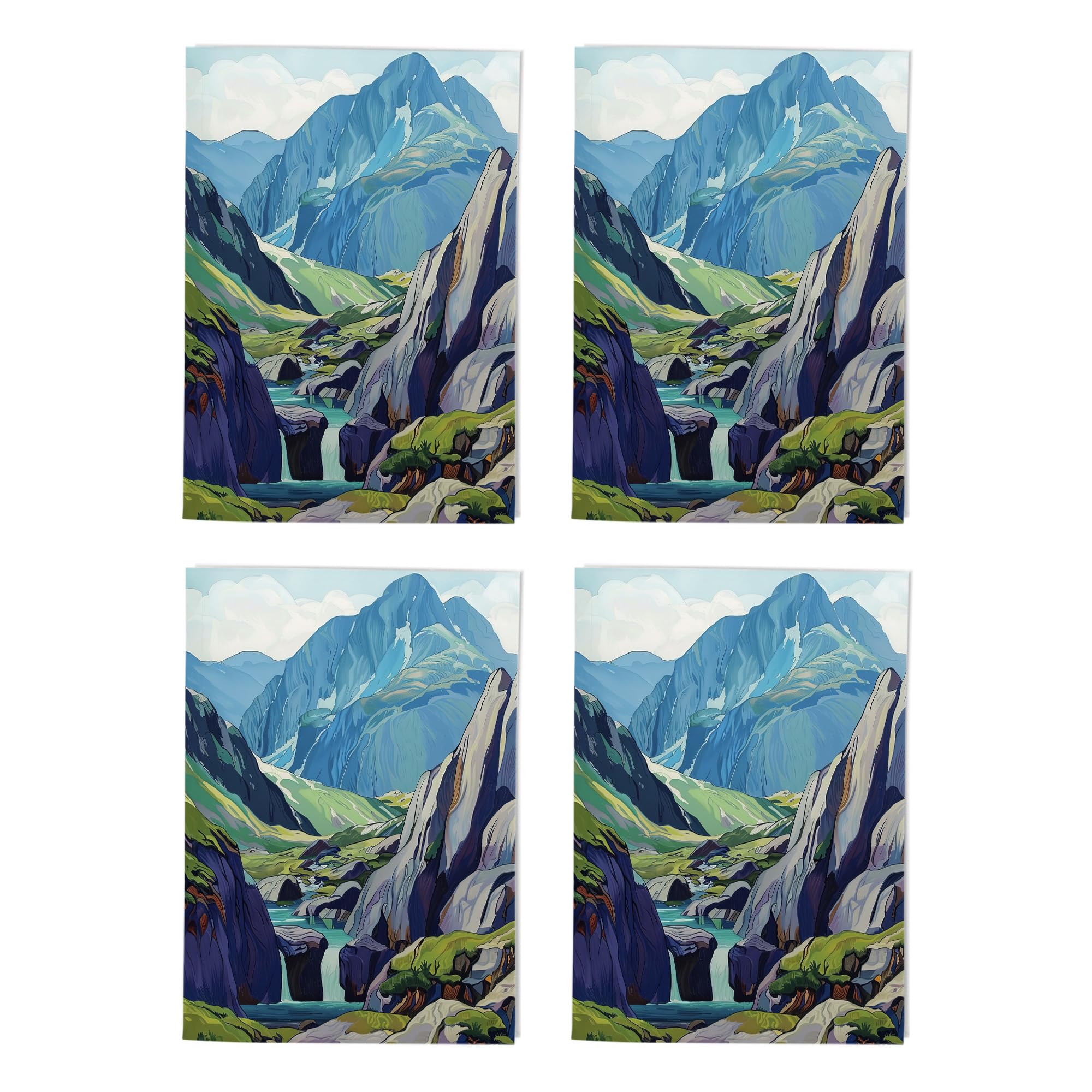 Snowdonia Landscape Art Cards Multipack of 4 Wales Mountain Greeting Cards For Any Occasion Blank Inside A6 10 x 15 cm