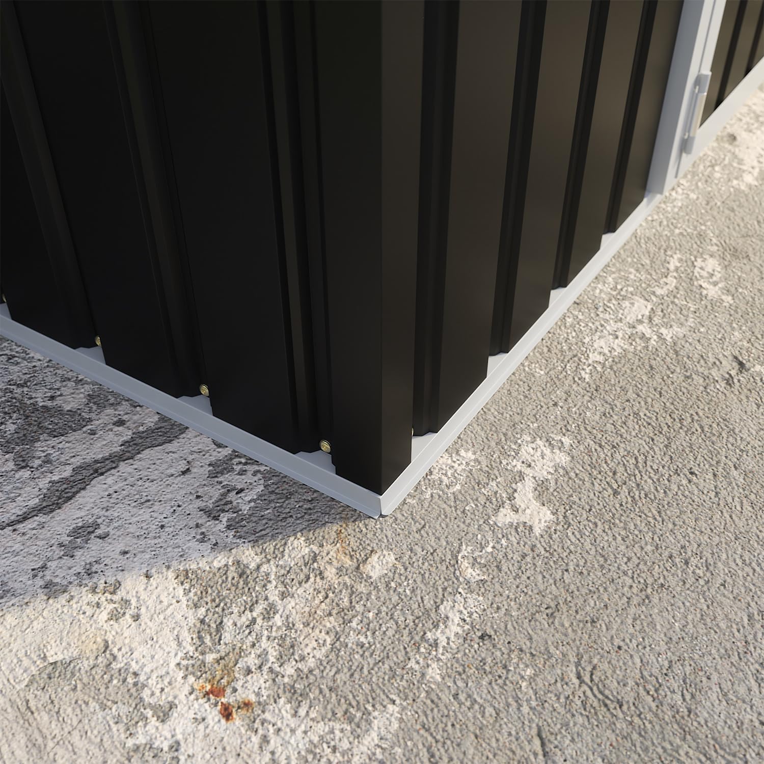 Casetta Da Giardino In Acciaio Zincato 2,56x2,56xh2,16m, 6,55mq, Deposito Attrezzi con Tetto Spiovente, Porta Battente (Nero)
