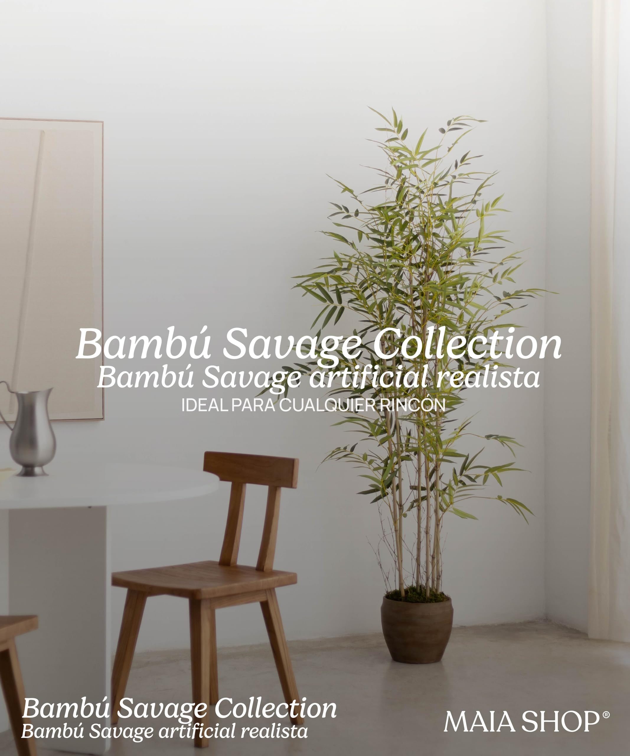 Maia Shop | Künstlicher Bambus Savage | Kunstpflanzen | Künstlicher Baum | Maße: 180 cm | Große künstliche Pflanze | Fake Plant | Deko | Deko Pflanzen |