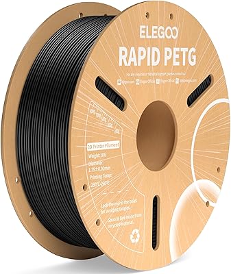 17 – ELEGOO Rapid PETG Filament 1.75mm Black 1KG, High Speed 600mm/s 3D Printer Filament Dimensional Accuracy +/- 0.02 mm, 1kg Cardboard Spool(2….