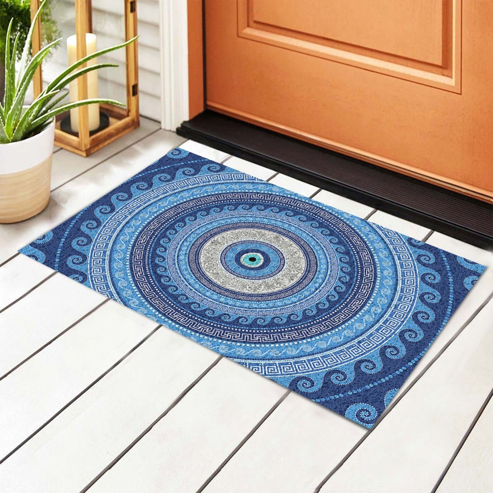 494 Bath Mat 40X60cm Greek Mati Mataki Evil Turkish Eye Front Door Mat Rubber Doormat Soft Welcome Mats For Patio, Home, Hallway
