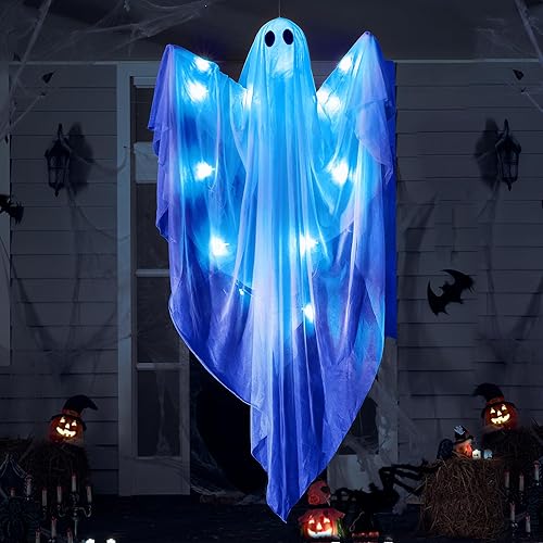 JOYIN Halloween Hanging Light up Ghost with Spooky Blue LED