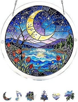 Acrylic Puzzles Suncatcher Window Hanging,83 Pieces Sun Catcher Acrylic Puzzles Garden Decoration,DIY SunCatchers Puzzle-s Window Hanging,Home & Garden Decor,for Birthday Mothers/Fathers DayGift