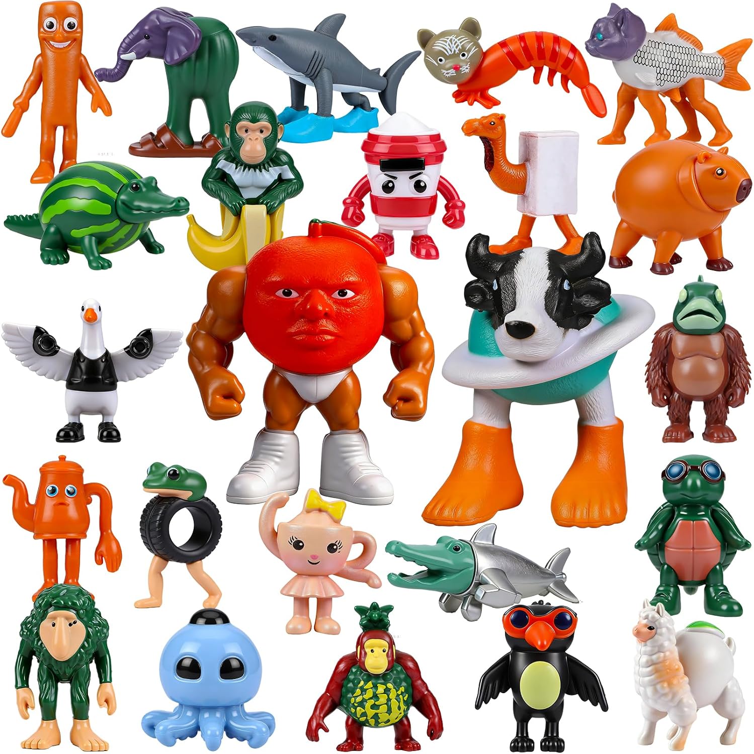 24PCS Italian Brainrot Steal a Brainrot Toys, Brain Rot Toys, Tralalero Tralala Action Figures, Tung Tung Tung Sahur Meme Shark Doll, Birthday Decor Party Favors Gifts for Boys Girls Kids Teens