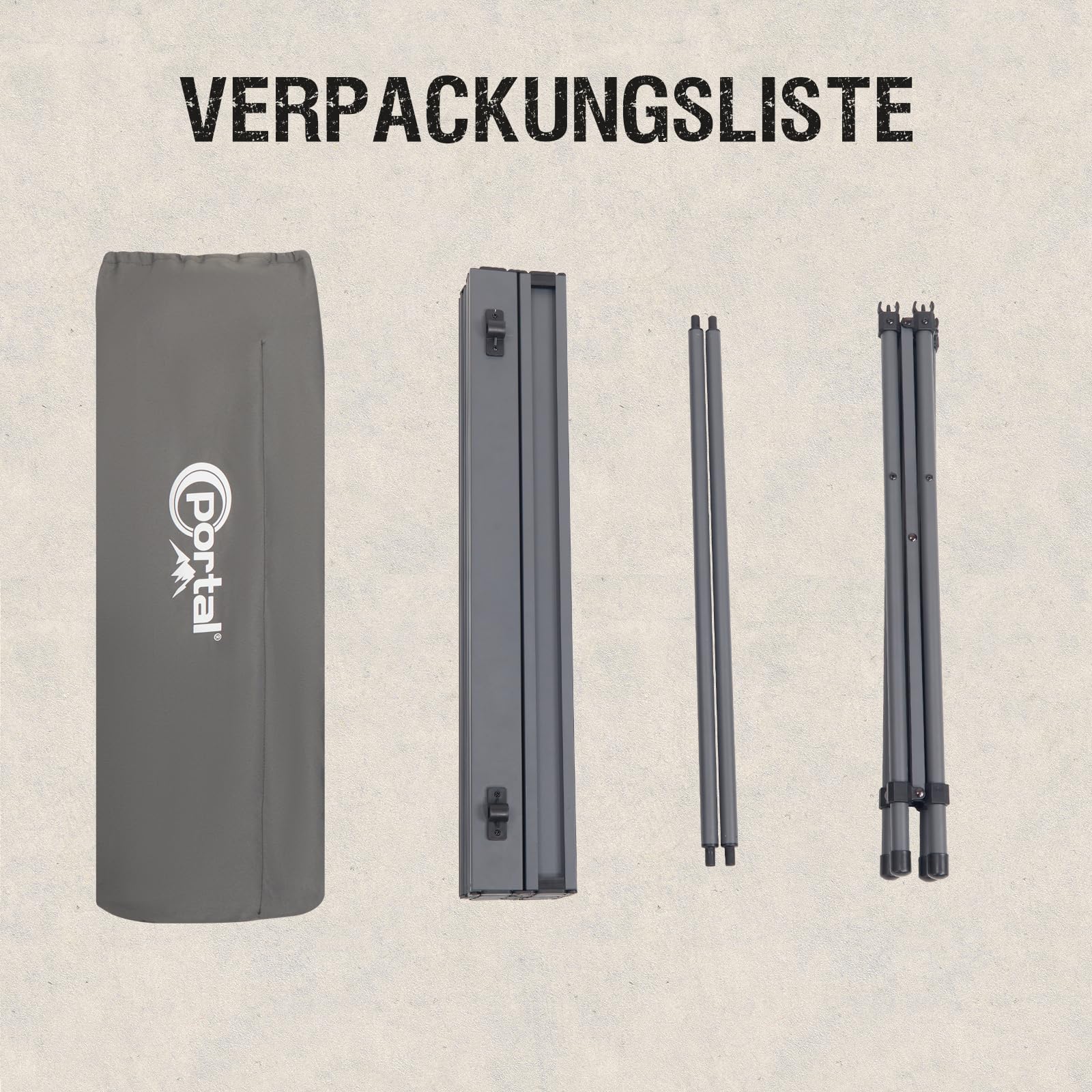 Portal Campingtisch klappbar Klapptisch Camping faltbar mit Aluminium Tischplatte belastbar 80kg mit Tragetasche für Picknick Grillen Garten Balkon