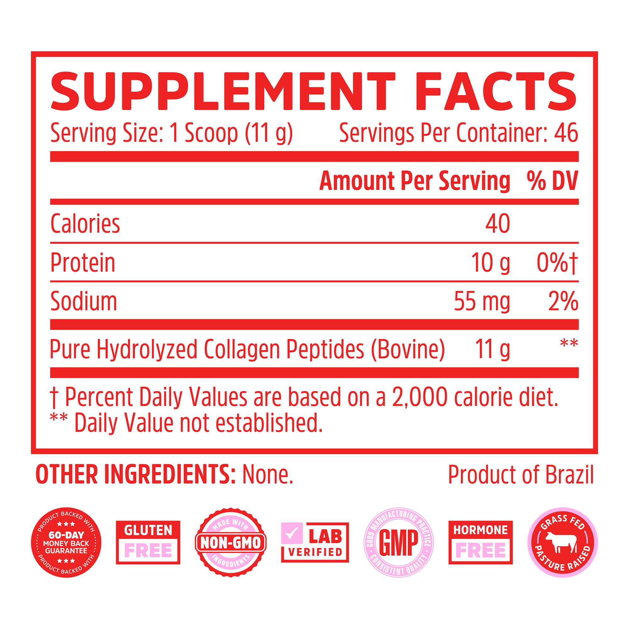Zhou Collagen Peptides - Pure Hydrolized Collagen Powder for Women & Men, Grass Fed Natural Bovine Collagen for Skin, Hair Growth, Joints & Bones - 18 oz Jar (46 Servings)