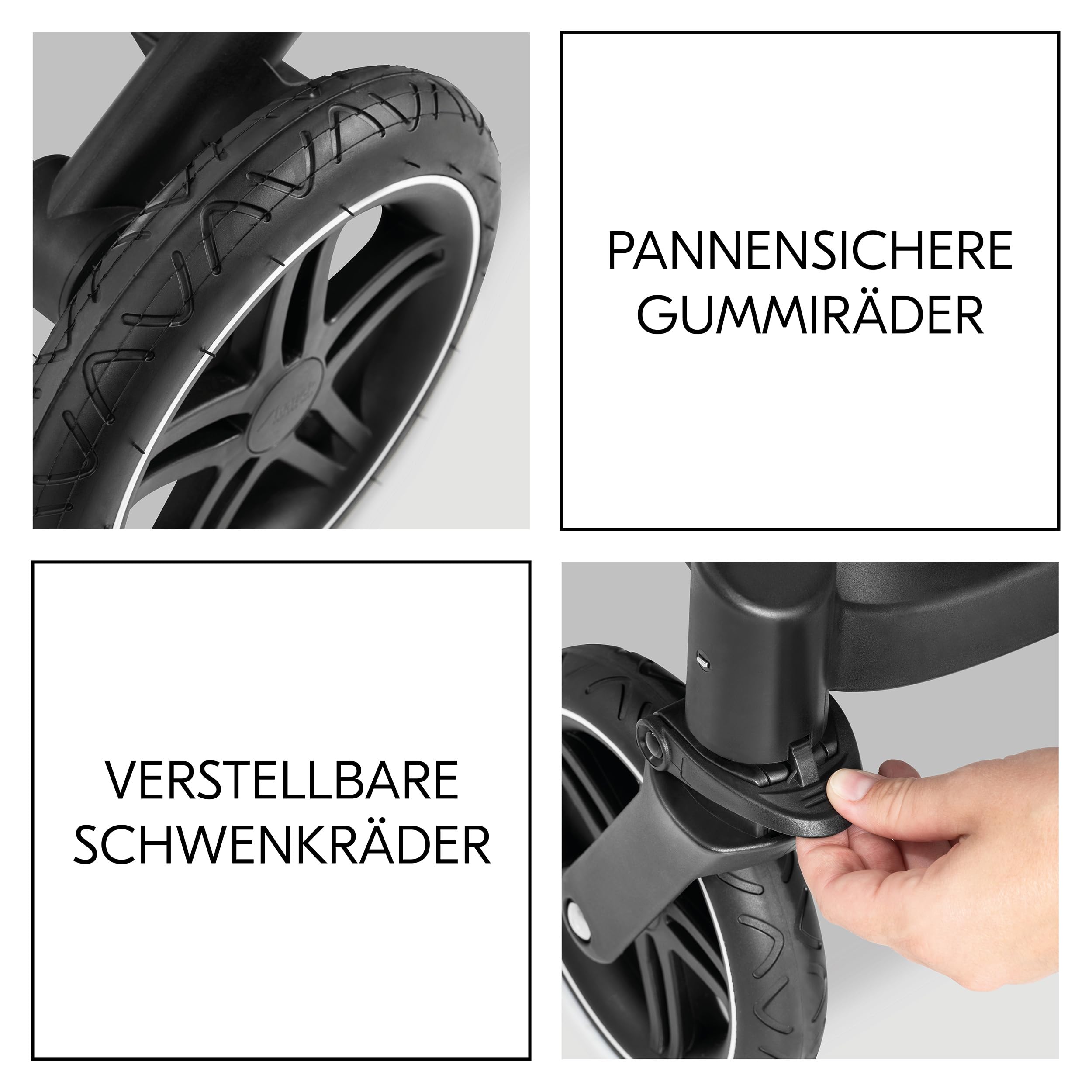 hauck Zwillingskinderwagen Atlantic Twin ab Geburt | 2 Babywannen zu drehbaren Sportsitzen mit Liegeposition | Geschwisterwagen mit Insektennetz & Sonnensegel UV50+ – Melange Grey