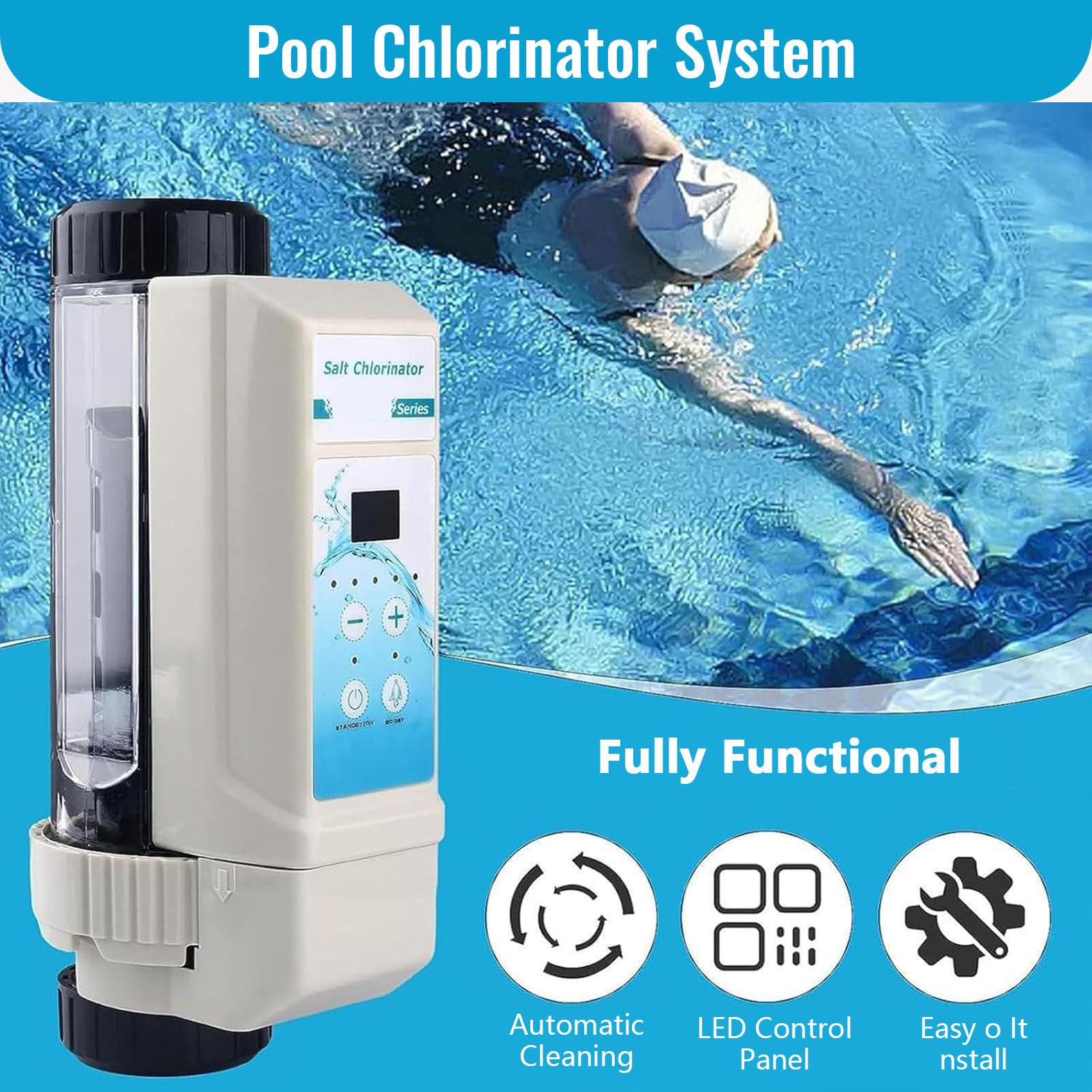 Clorador De Agua Salada, Limpieza AutomáTica De Generador De Cloro De Piscina De Agua Salada, con Control Inteligente, para SPA Piscina. EC12