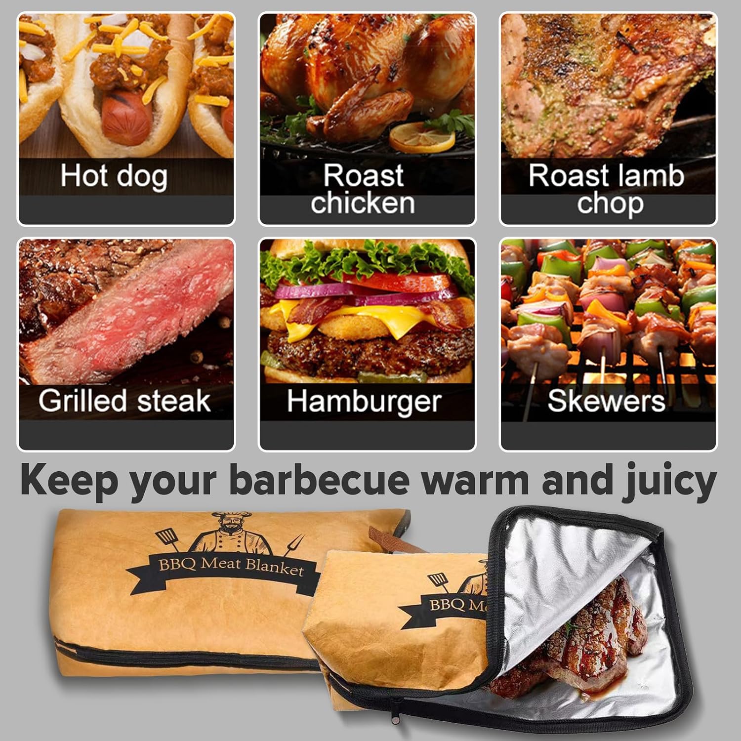 BBQ Blanket for Resting Meat, 21in Reusable Smoker Grilling Meat Insulated Resting Bag with Handle for Large Brisket/Pork Shoulders/Turkeys,Gifts for Men