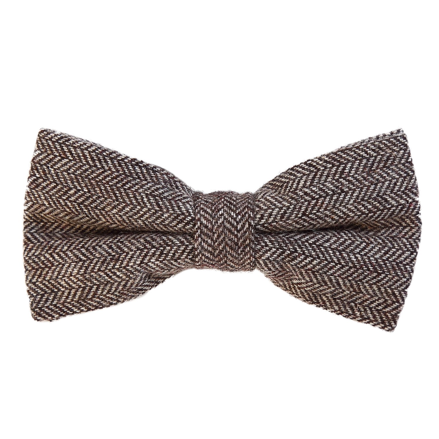 DonDon Men’s checkered plaid tweed look bow tie 4.72 x 2.36-12 x 6 cm already tied and completely adjustable - brown