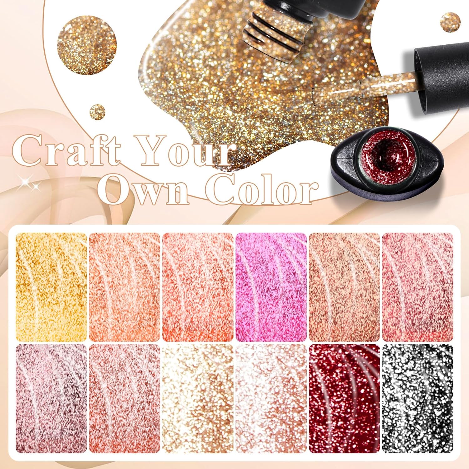MEET ACROSS Brown Cat Eye Gel Nail Polish Set 18PCS Glitter Gel Polish Kit Gold Gel Amber Caramel Shimmer Nail Polish Kit Reflective Fall Translucent Cateye Gel Polish Salon DIY Gifts