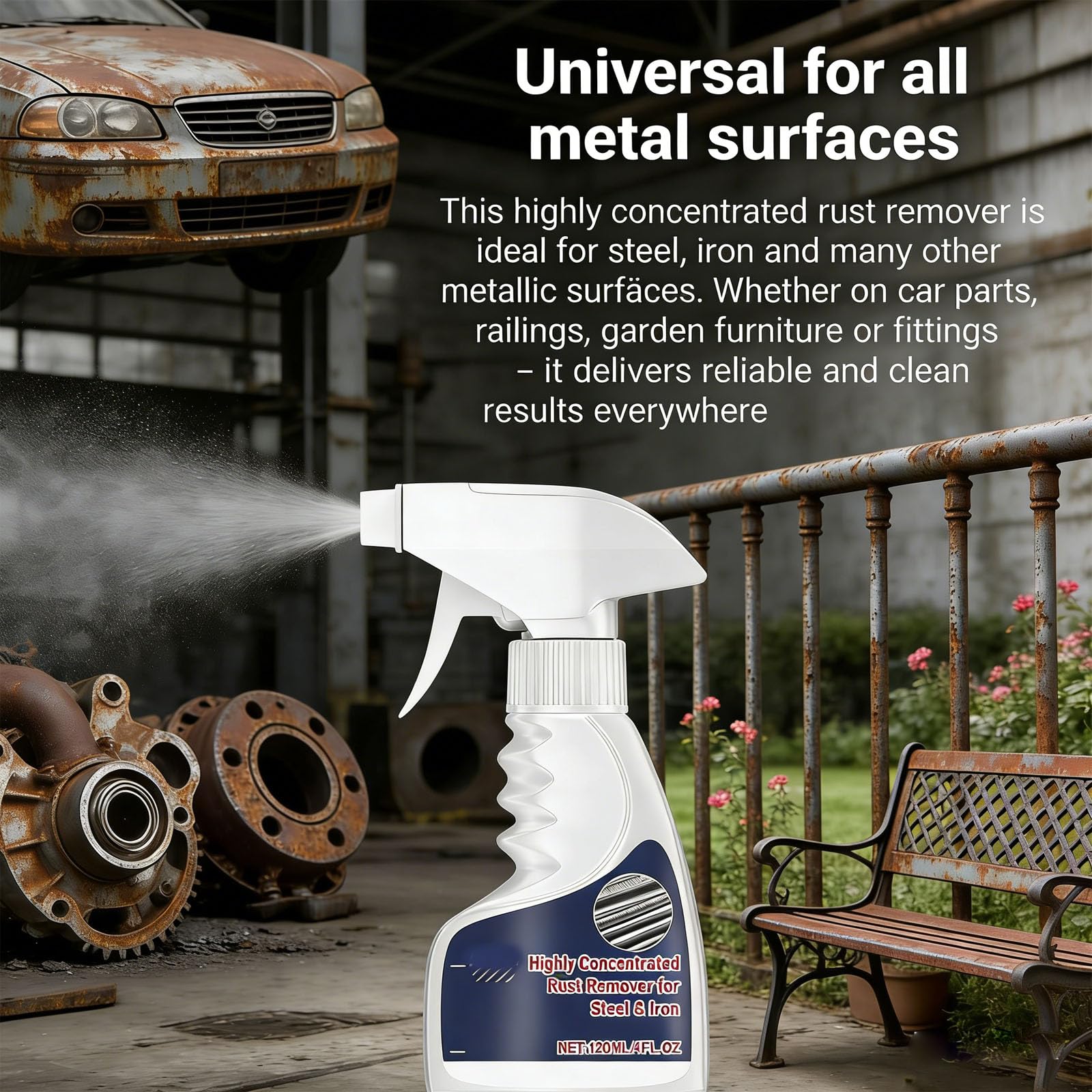 3Pcs Highly Concentrated Rust Remover for Steel & Iron - Rust Remover Spray for Metal, Multi-functional Quick-acting Rust Removal Spray (2PCS) — view 4