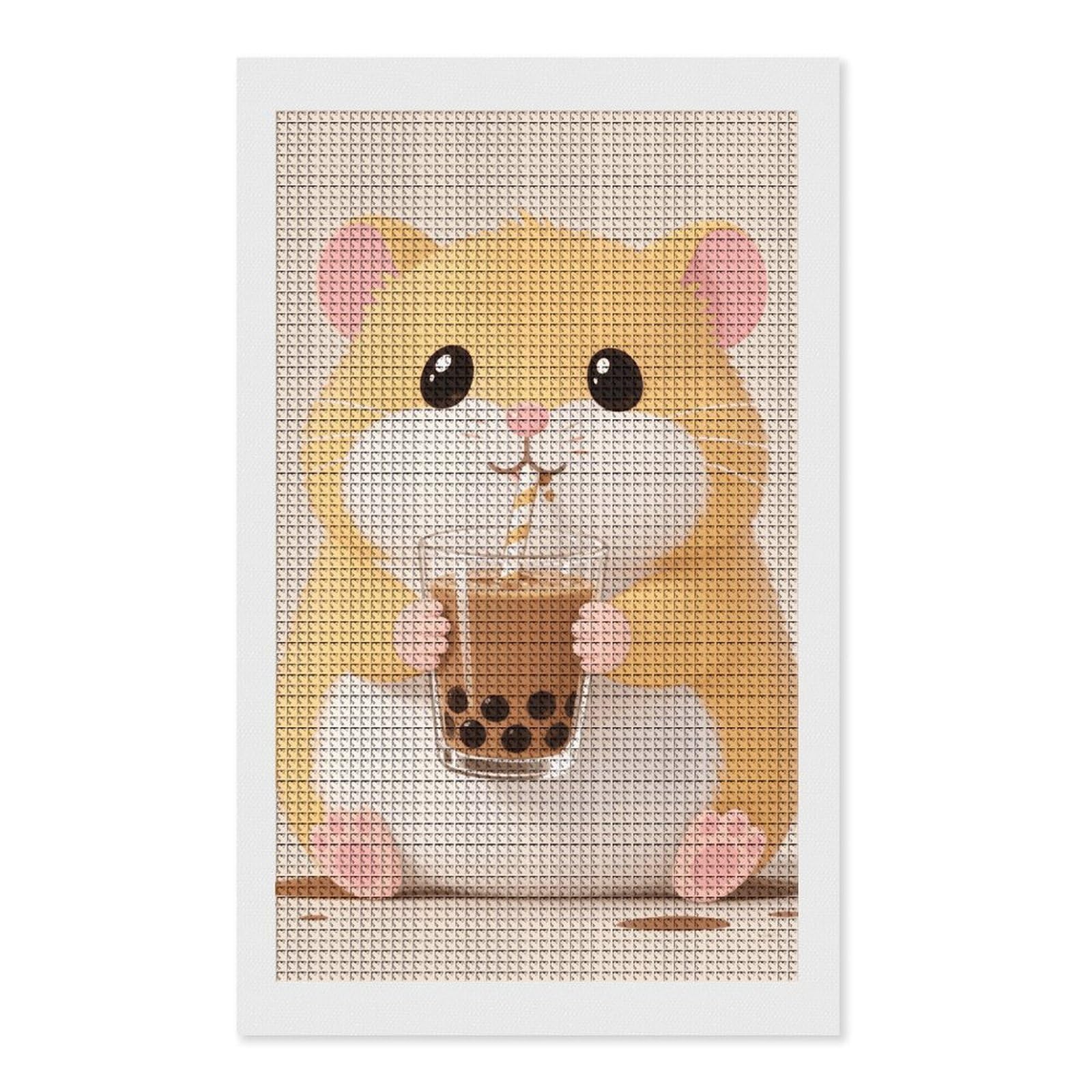 FodPand Hamster 5D Diamond Painting Kits for Adults Beginners Full Drill Square Diamond Dots Pictures Gem Art Supplies for Home Wall Room Decoration DIY Craft Set Gift 12x20