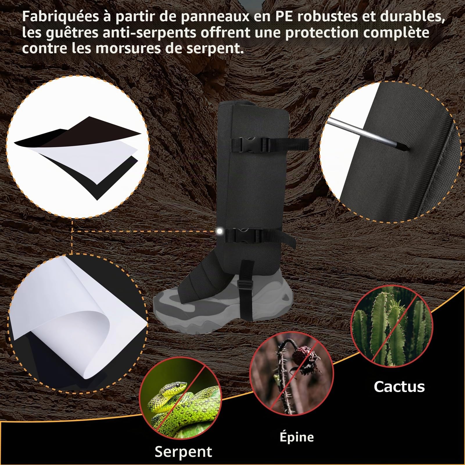 Azarxis Guêtres Couvre-Jambes Anti-Morsure de Serpent Protection des Jambes pour Homme Femme Randonnée Chasse