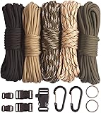 Paracord,Paracord 550 Combo Crafting Kits with 5 Types Buckles,20 Feet Each Paracord Rope (Light Rainbow Set 200feet) (A-Set)