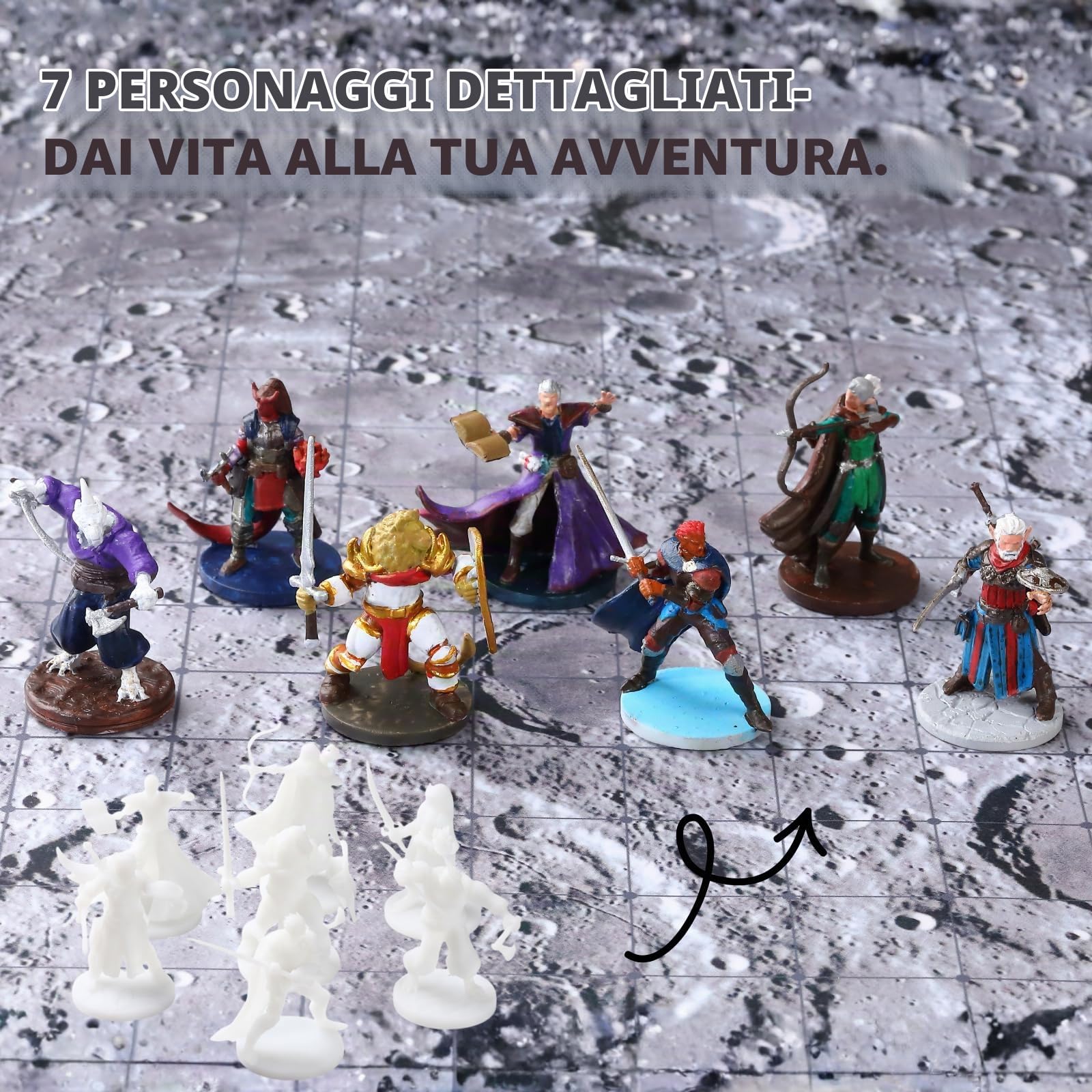 Set di pittura acrilica in miniatura 22 colori e 7 figure DND