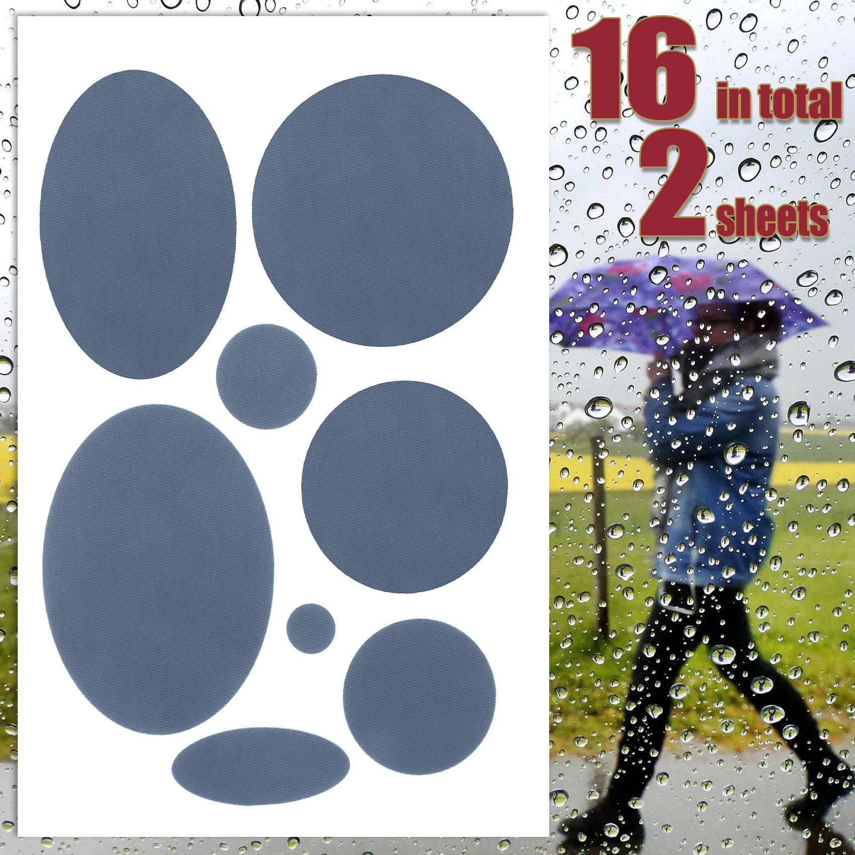 Cloth Patches Self Adhesive Down Jacket Repair Patches - 8-Piece Waterproof Nylon Tape Kit Tent Patches