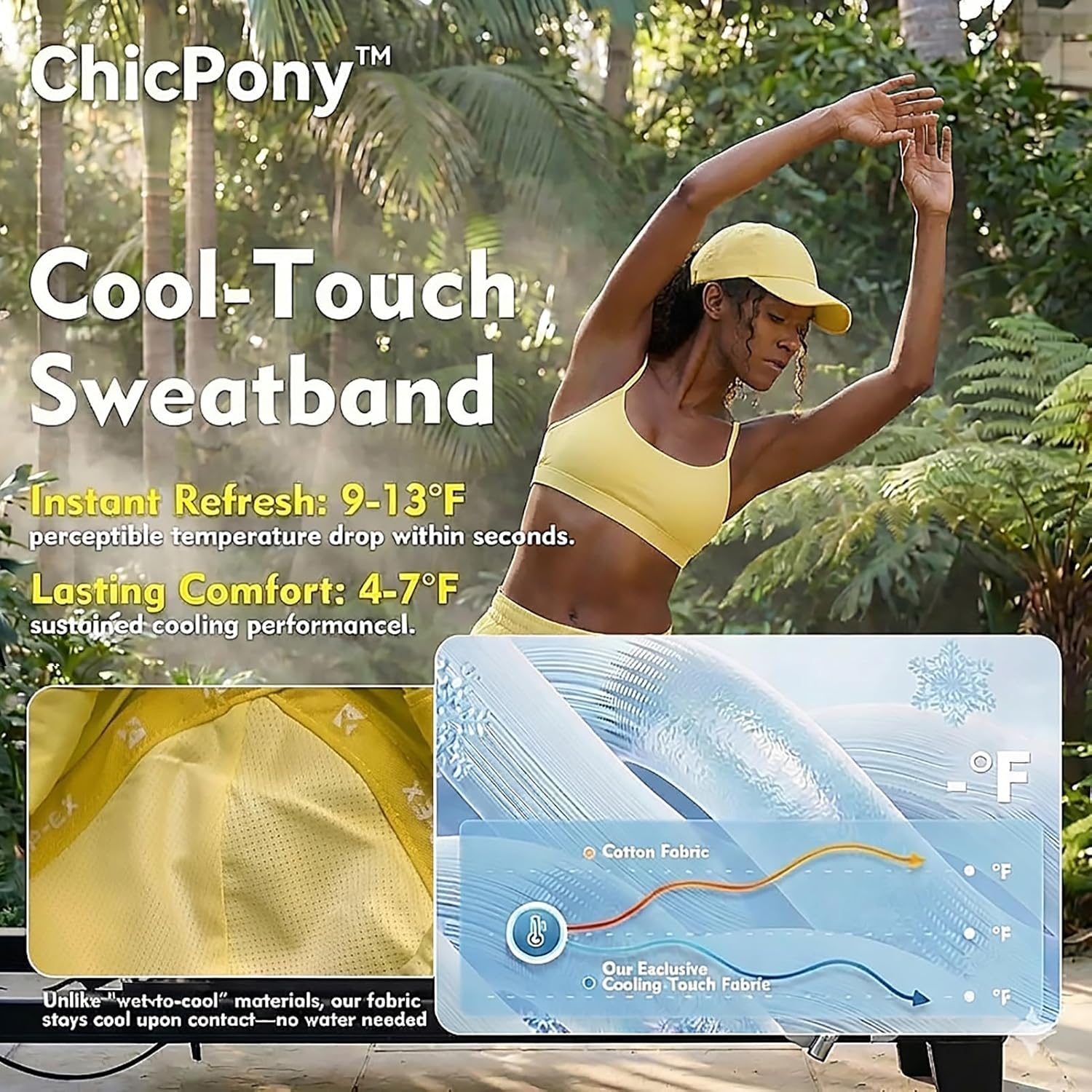 TOP-EX ChicPony™ UVCoolix Instant Cooling Baseball Cap, UV 50 High Ponytail Hat for Women Soft Top Hard Brim