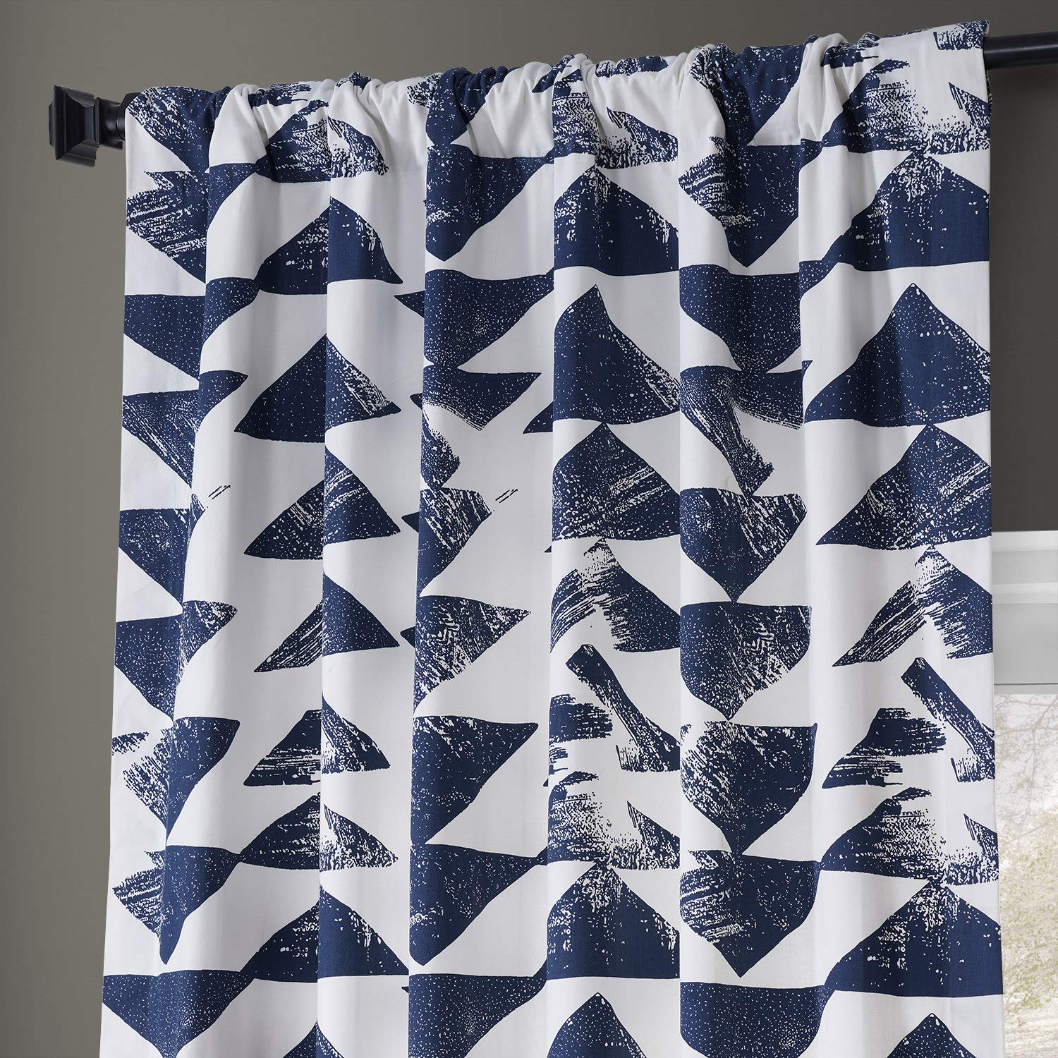 HPD Half Price Drapes Triad Printed Cotton Twill Curtain, indigo, 50 X 84, W 50" x L 84" (1 Panels) - Image 3