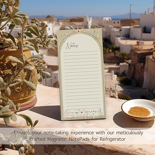 Miniatura 2 de slapaflife Bloc de notas magnético para refrigerador, 6 piezas de lista de comestibles para refrigerador, elegante bloc de notas de diseño floral,