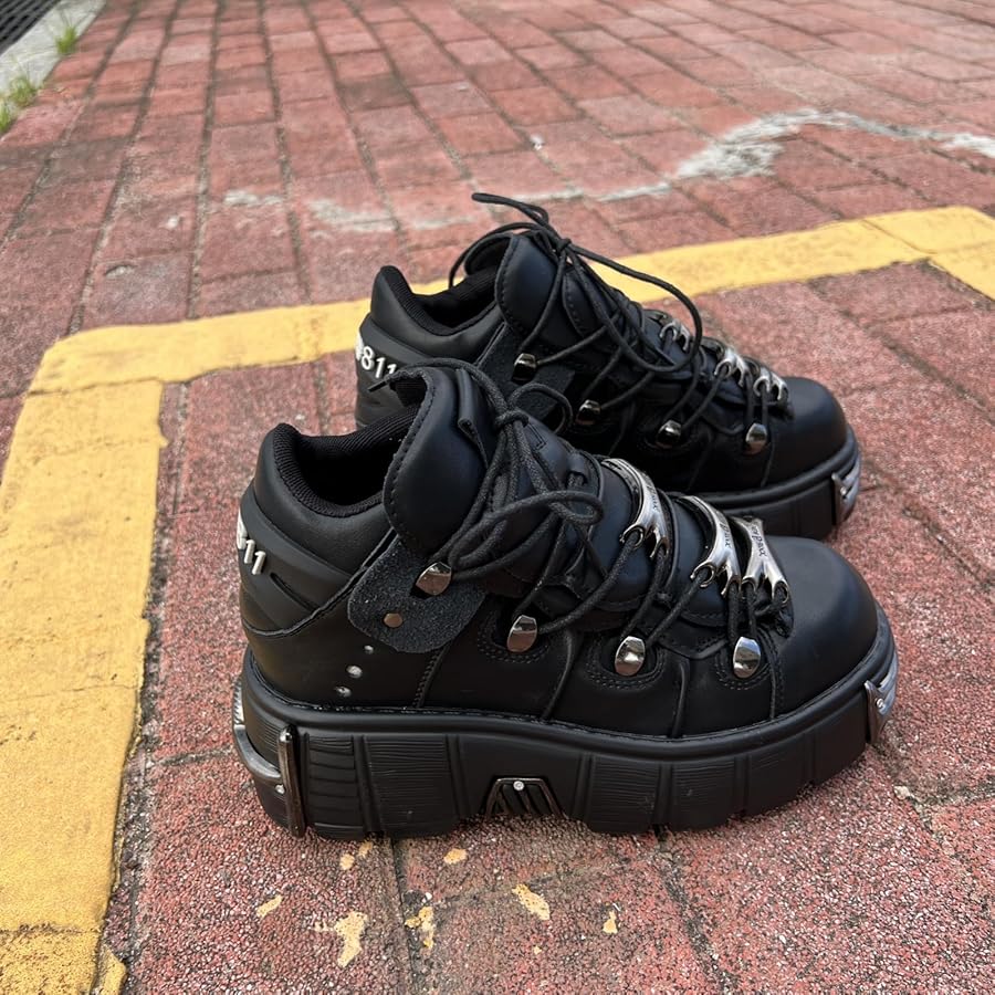 ★Archivepke★Platform sneakers★Black★韓国★大人気★ Amazon.com | Vintage Lace-up Women's Shoes Heavy Metal