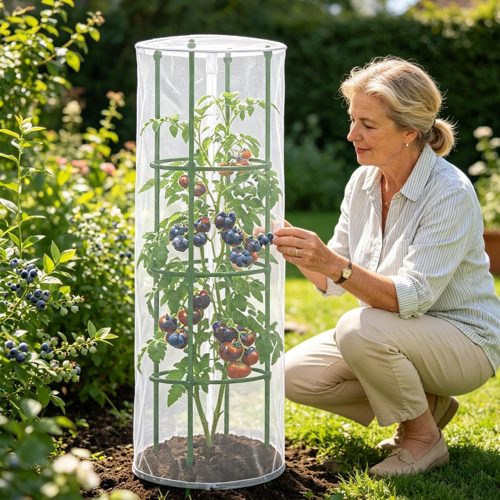 Red Protectora para Plantas Barrera Protectora con Cremallera para Animales | Barrera para Pájaros en Plantas de Tomate con Jaula Verduras Flores Guisantes Pepinos Árboles Frutales Arbus