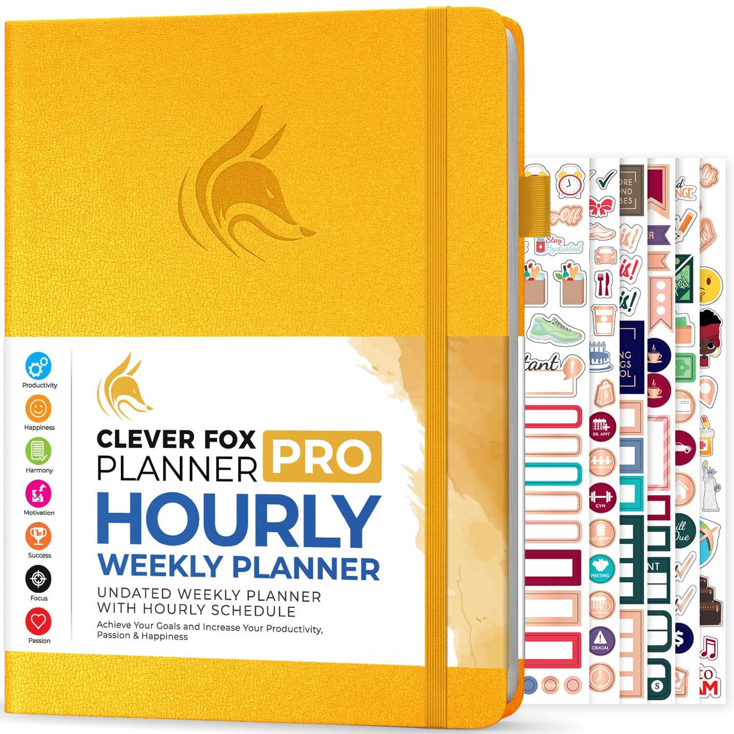 Clever Fox Planner PRO Schedule – Undated Weekly & Monthly Life Organizer with Time Slots & Daily Appointment Book, A4 (Amber Yellow)The Forest Stewardship Council