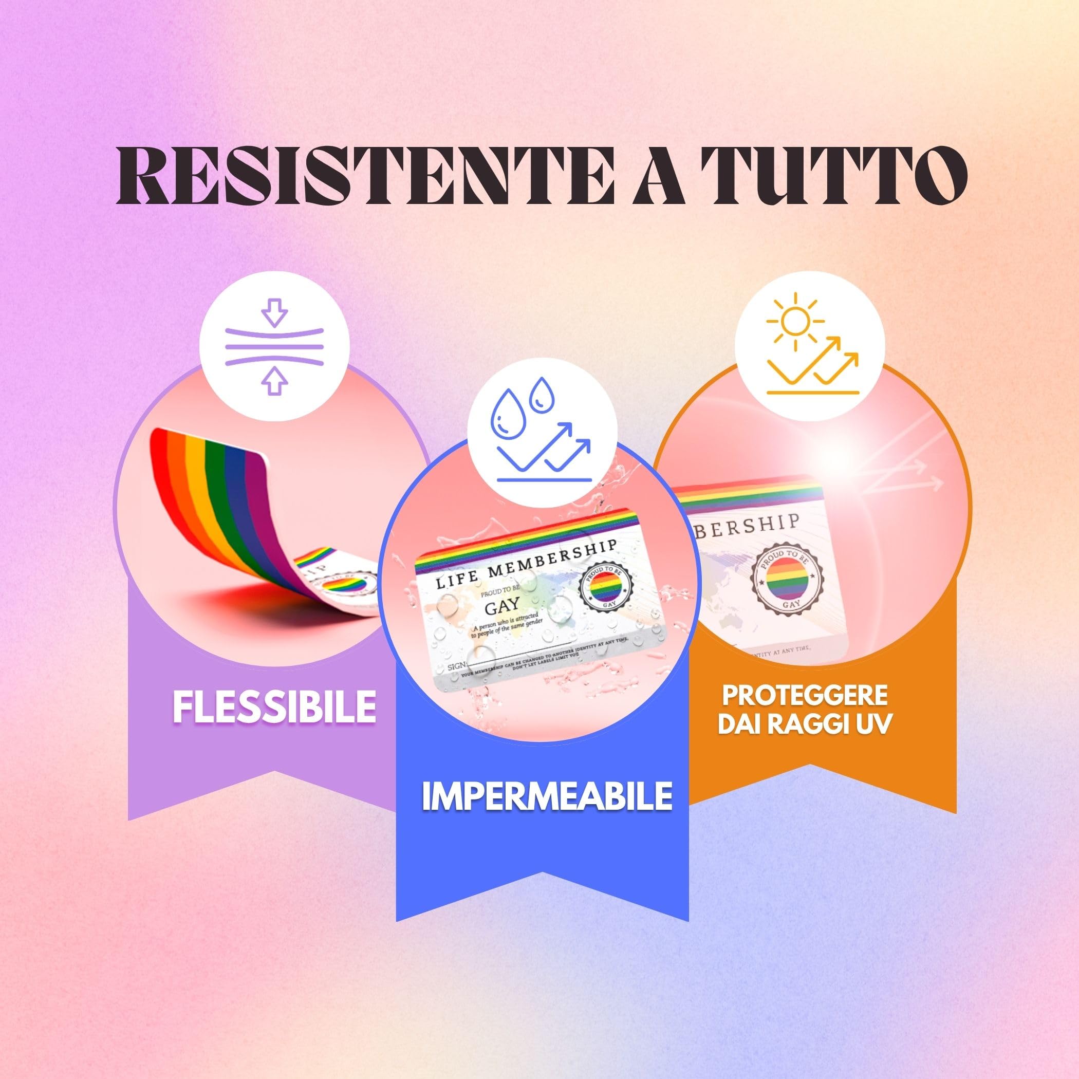 Tessera Orgoglio Gay, Accessori LGBTI, PVC, Regalo Inclusivo