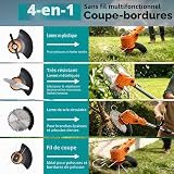 Grenintol Debroussailleuse Electrique sans Fil 4 en 1 21V, Coupe Bordure sans Fil avec Batterie et 4 Types de Lames, Débroussailleuses Batterie pour la Coupe de Jardin, Pelouses - 3