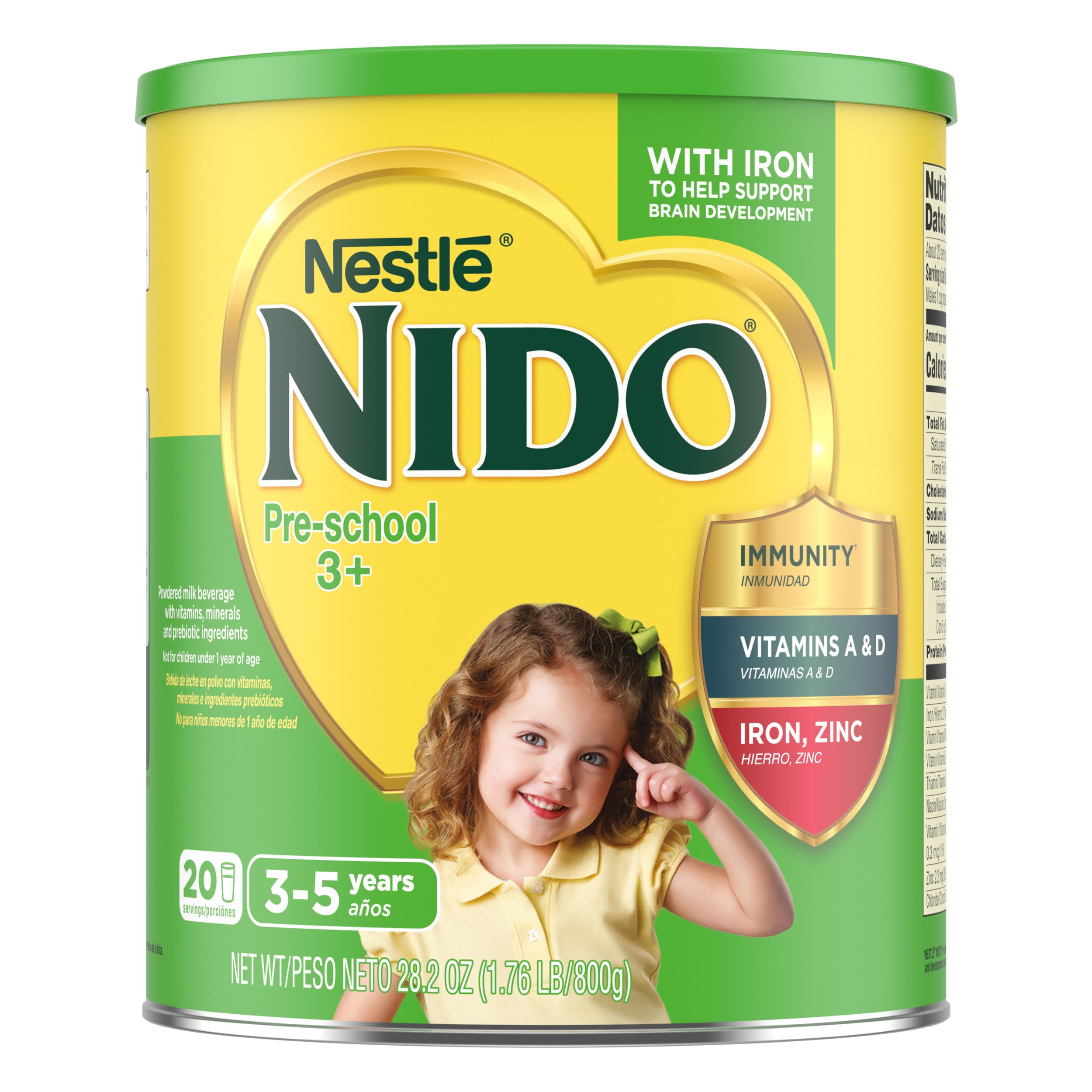 Nestle Nido 3+ Toddler Powdered Milk Beverage - Canister - Powdered Milk Beverage With Vitamins And Minerals 1.76 lb.