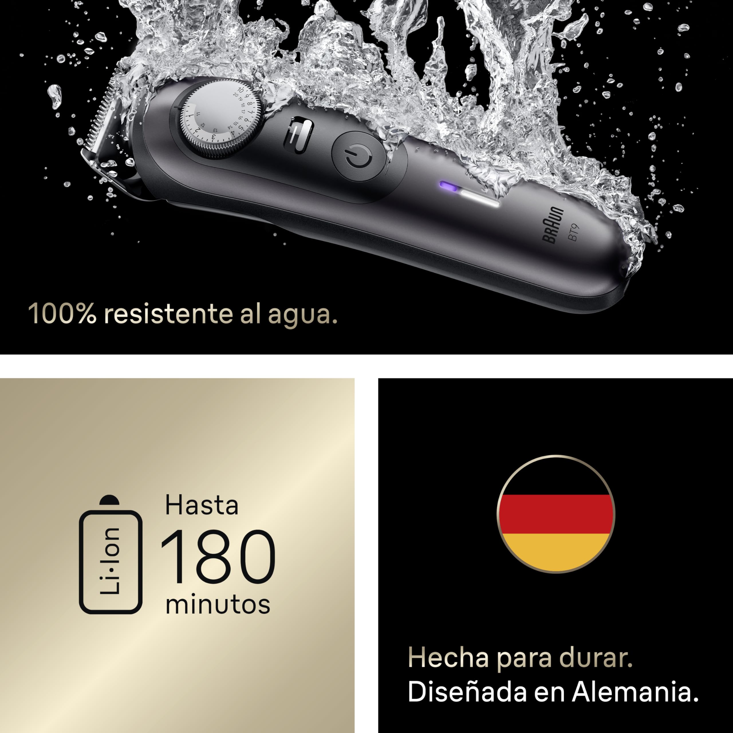 Braun Recortadora de Barba Series 9 BT9565, Titanio - Barbero Recargable Resistente al Agua, +14 Accesorios para Barba, 180 Min de Autonomía, 52 Longitudes, Lámina Ultra Afilada