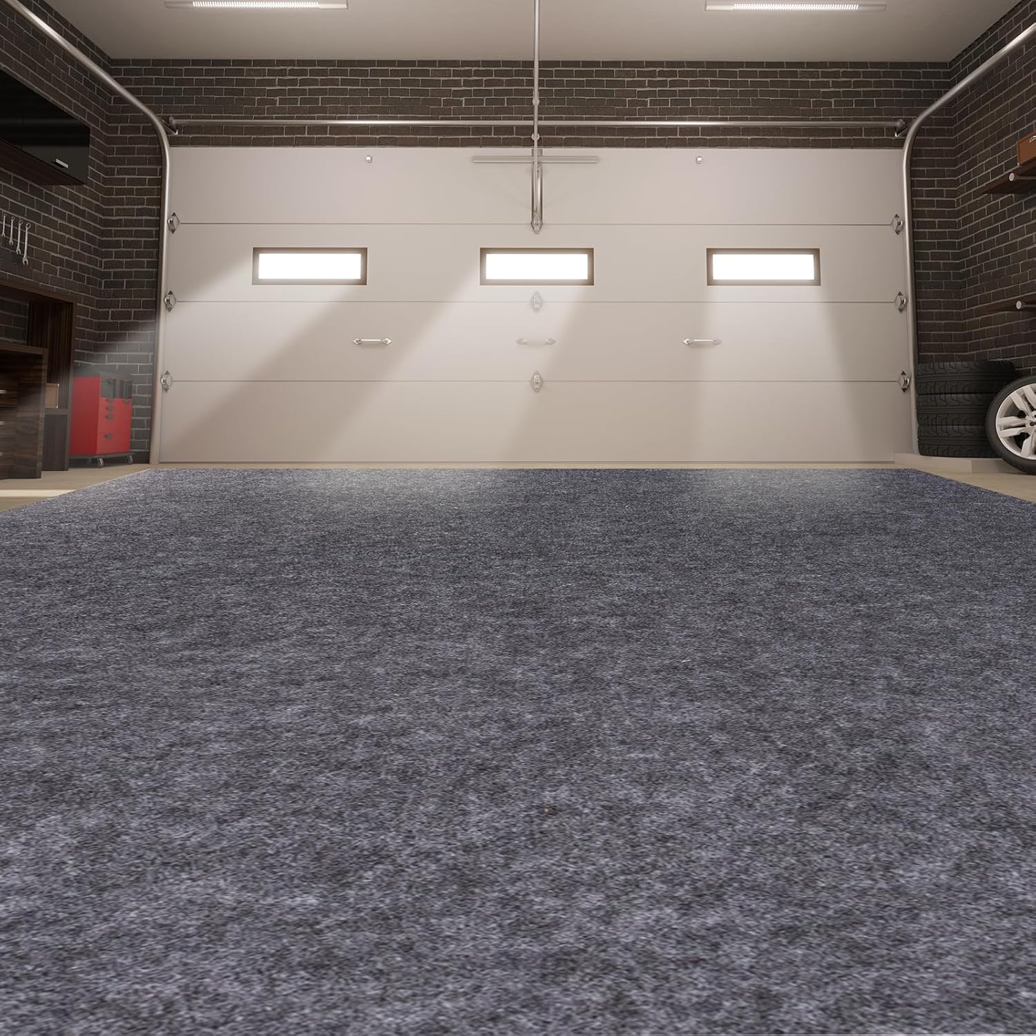 Garage Mats Oversize Garage Floor Paking Mat for Under Car, 8.8 x 22 Ft Non-Slip Gray Garage Flooring Carpets, Absorbent Oil Garage Parking Mat, Waterproof Mats 8.8' x 22'