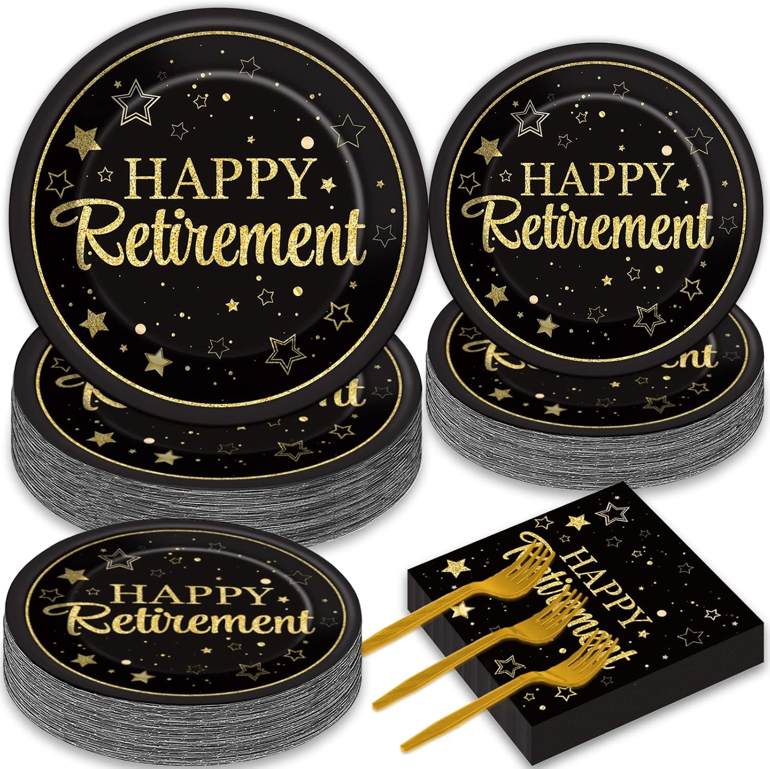 50 Guests Retirement Party Plates Napkins Tableware Set Happy Retirement Supplies