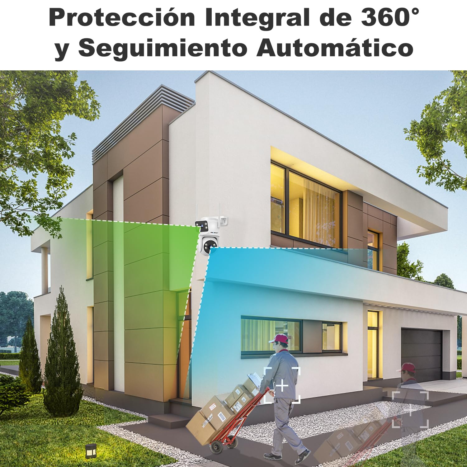 GENBOLT PTZ Cámara Vigilancia WiFi Exterior Doble Lente | 2,4/5GHz, PoE, Grabación 24/7, CCTV Domicilio del Hogar, Visión Nocturna Color, Seguimiento Auto, Detección Humana