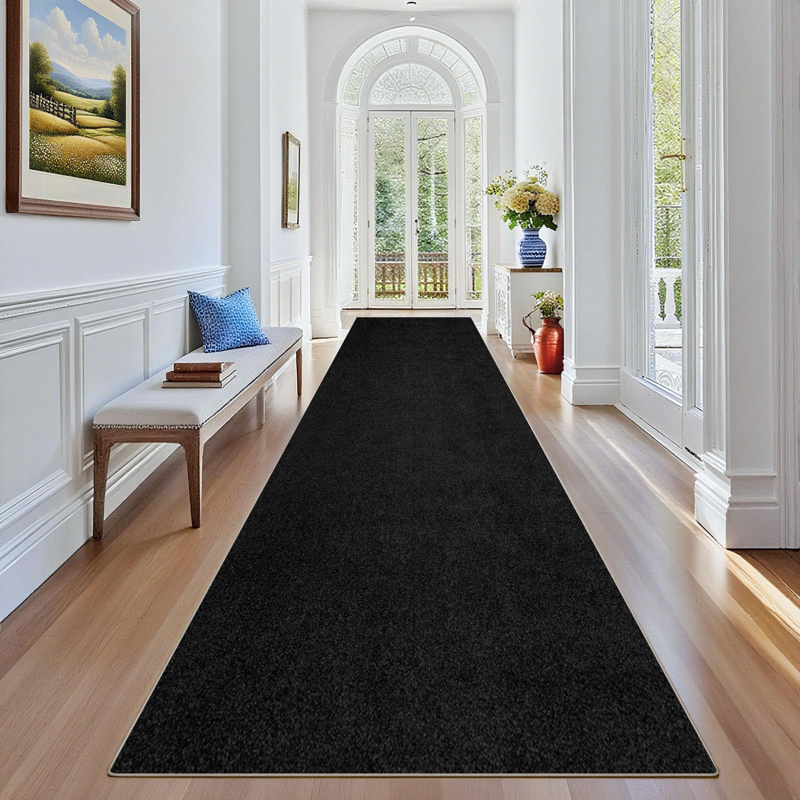 Stqyeiw Tapijt, lang, machinewasbaar, loper, keuken, antislip, slaapkamer, tapijt, 110 x 500 cm, bruin