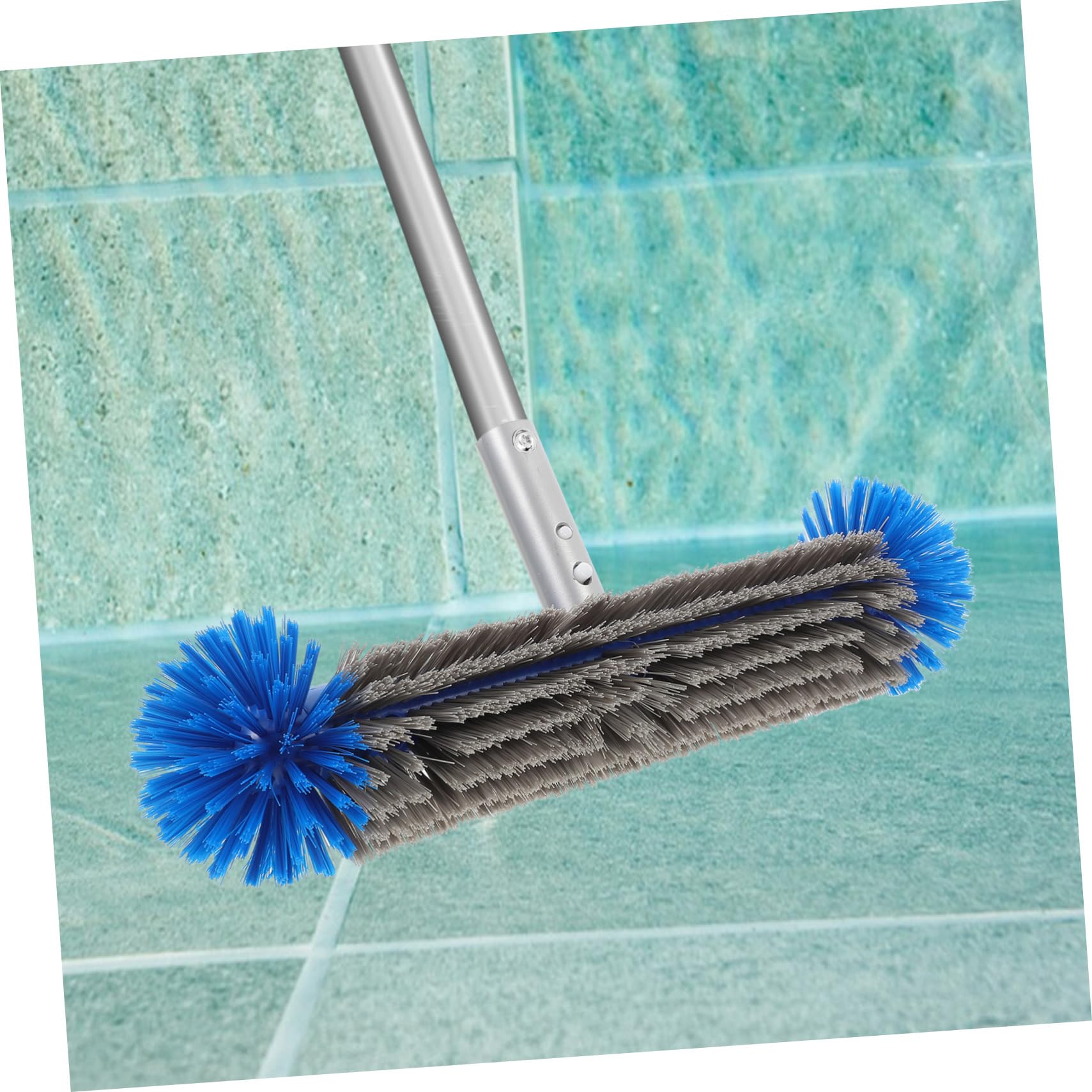 iplusmile Brosse de Piscine Robuste en Nylon et Aluminium avec Manche Ergonomique pour Nettoyage des Murs de Piscine et Camping