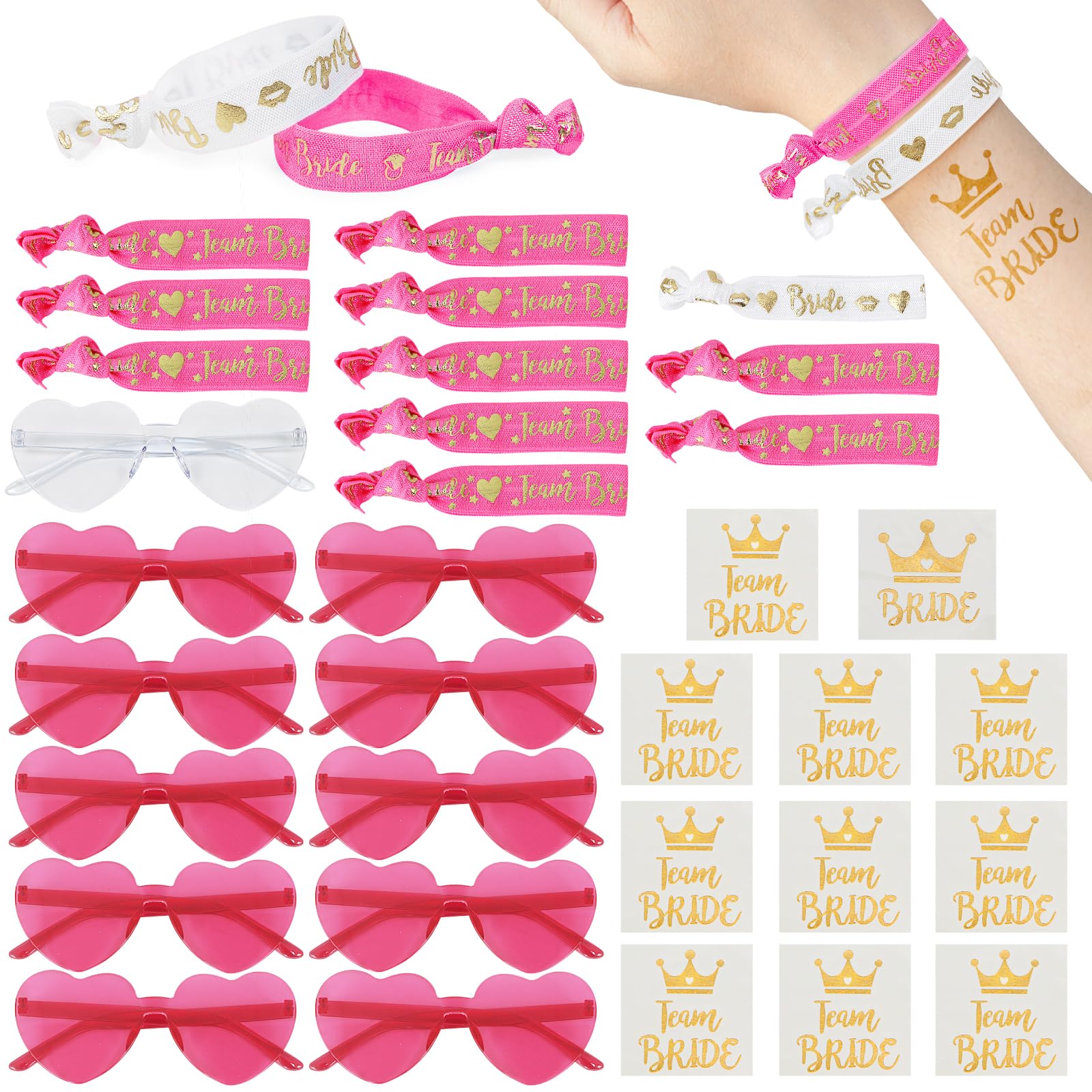 LACGO 33pcs Hen Party Accessories, Hen Do Accessories, Hen Party Decorations with Bride Team Wristband