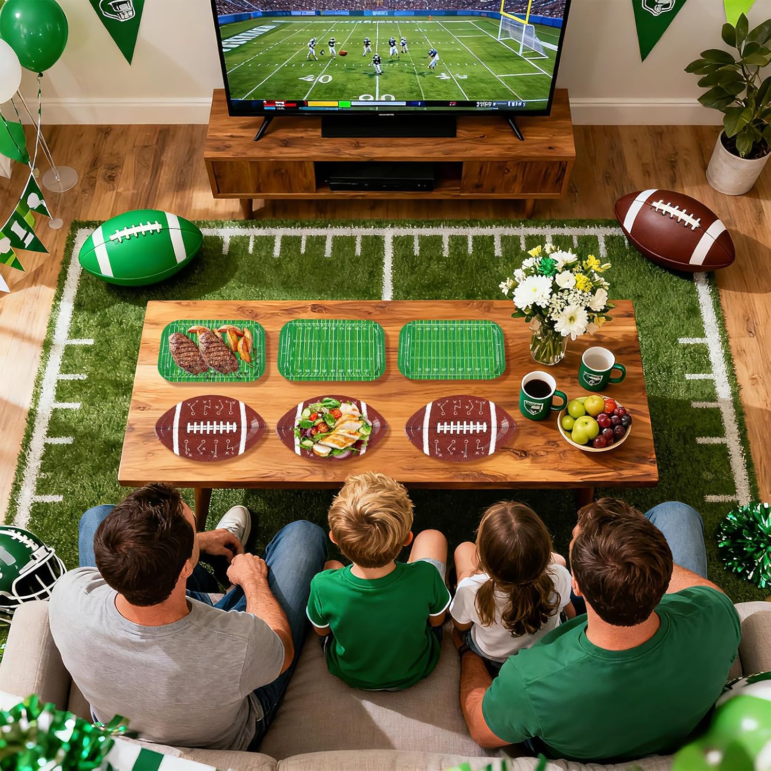 200Pcs Football Party Decorations Football Paper Plates and Napkins American Rugby Touchdown Disposable Tableware for Sports Birthday Party Decorations