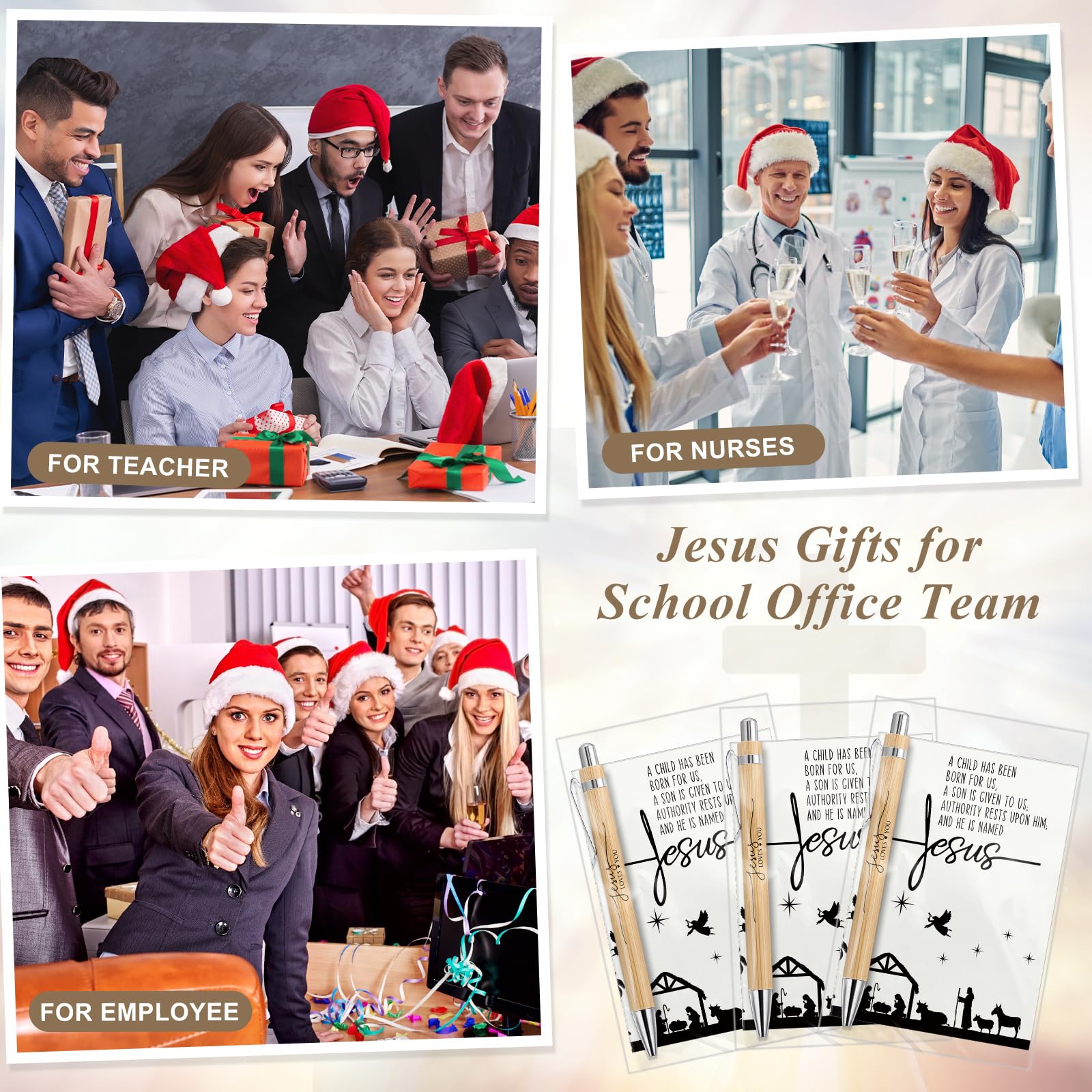 Eaasty 40 Sets Weihnachten Jesus Loves You Stift Geschenke Krippe Notizbuch Bibel Christian Bambus Stifte Inspirierende Gebet Notizblock Religiöse Geschenke für Kirche Sonntag Schule
