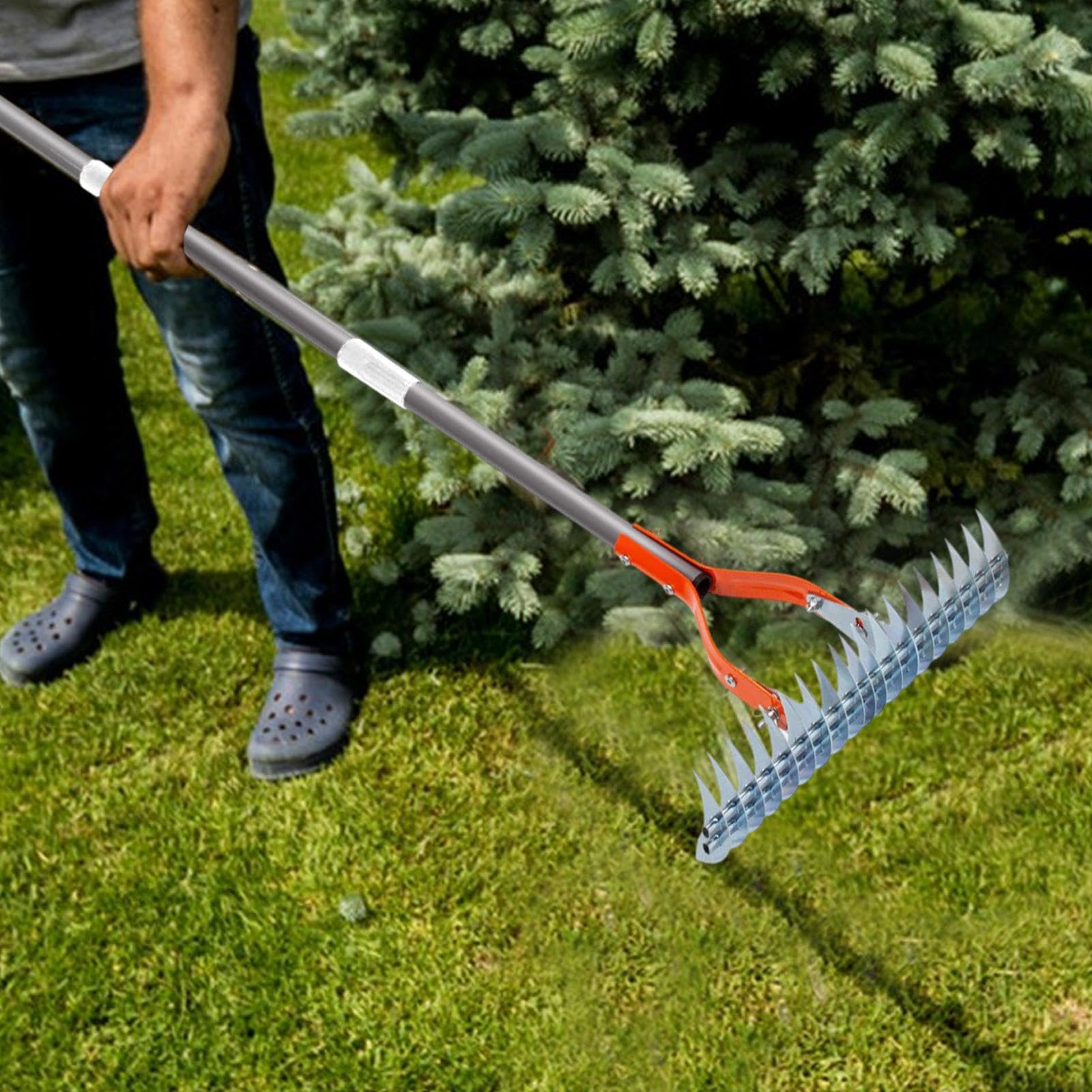 Rastrello da giardino per giardinaggio, rastrello a mano in acciaio