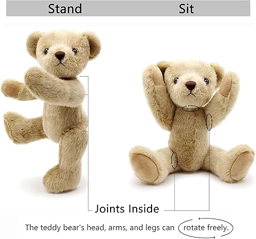 Miniatura 2 de suepcuddly Oso de Peluche Articulado Animales de Peluche Pequeño Juguete de Peluche Suave con Tela (Rosa 13 Pulgadas)