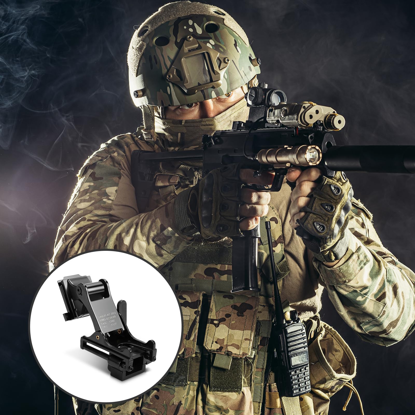 Topyond Visore Notturno Supporto, Adattatore Elmetto Visore, Supporto Adattatore per Casco M88 con Dumper Migliorato, Staffa NVG per Visione Notturna PVS14, Accessori per Casco